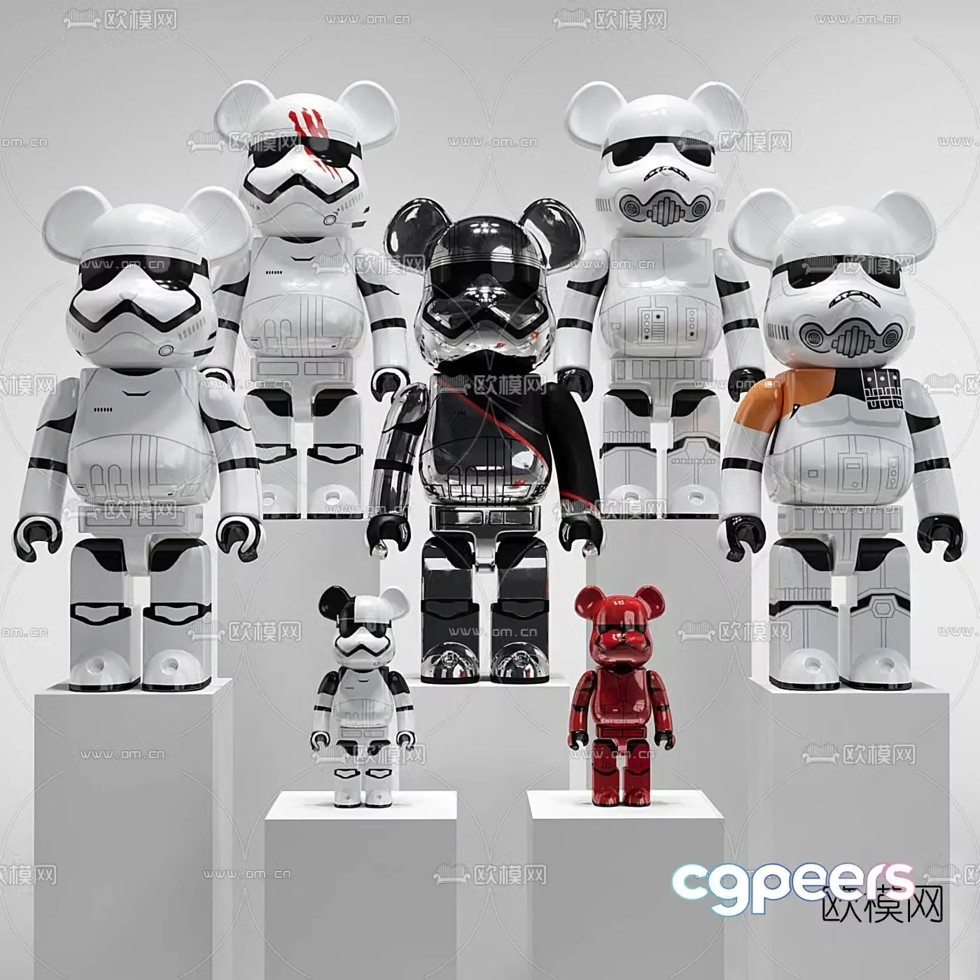 Modern violent bear doll sculpture 3d model