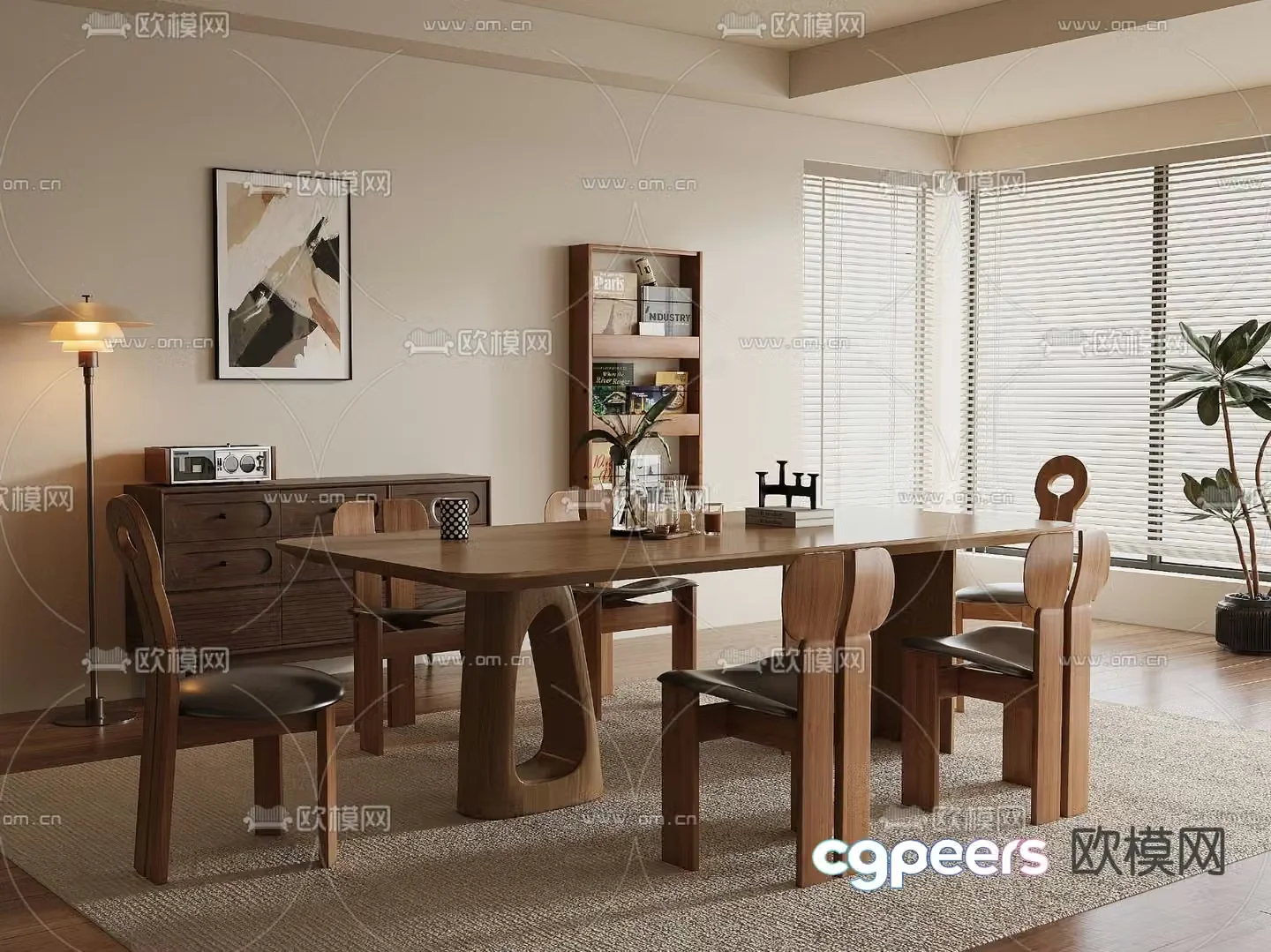 Medieval style dining table and chairs bar dining table 3D model