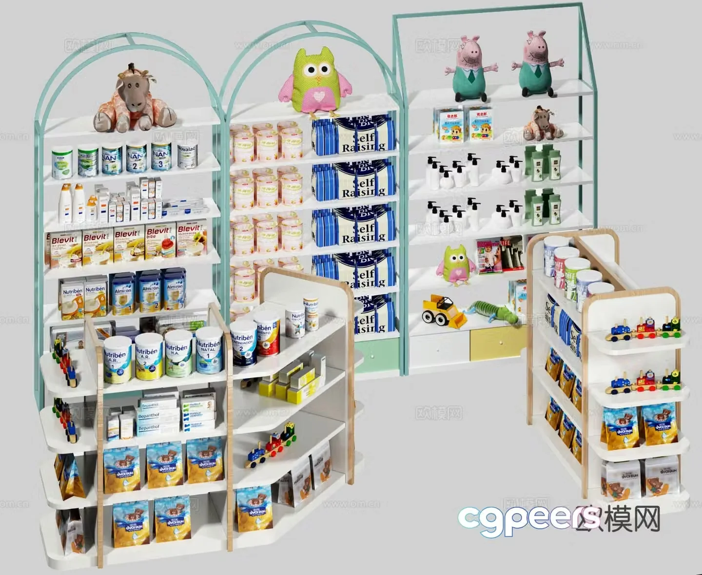 Modern maternal and infant product shelves maternal and infant products display shelves 3D model