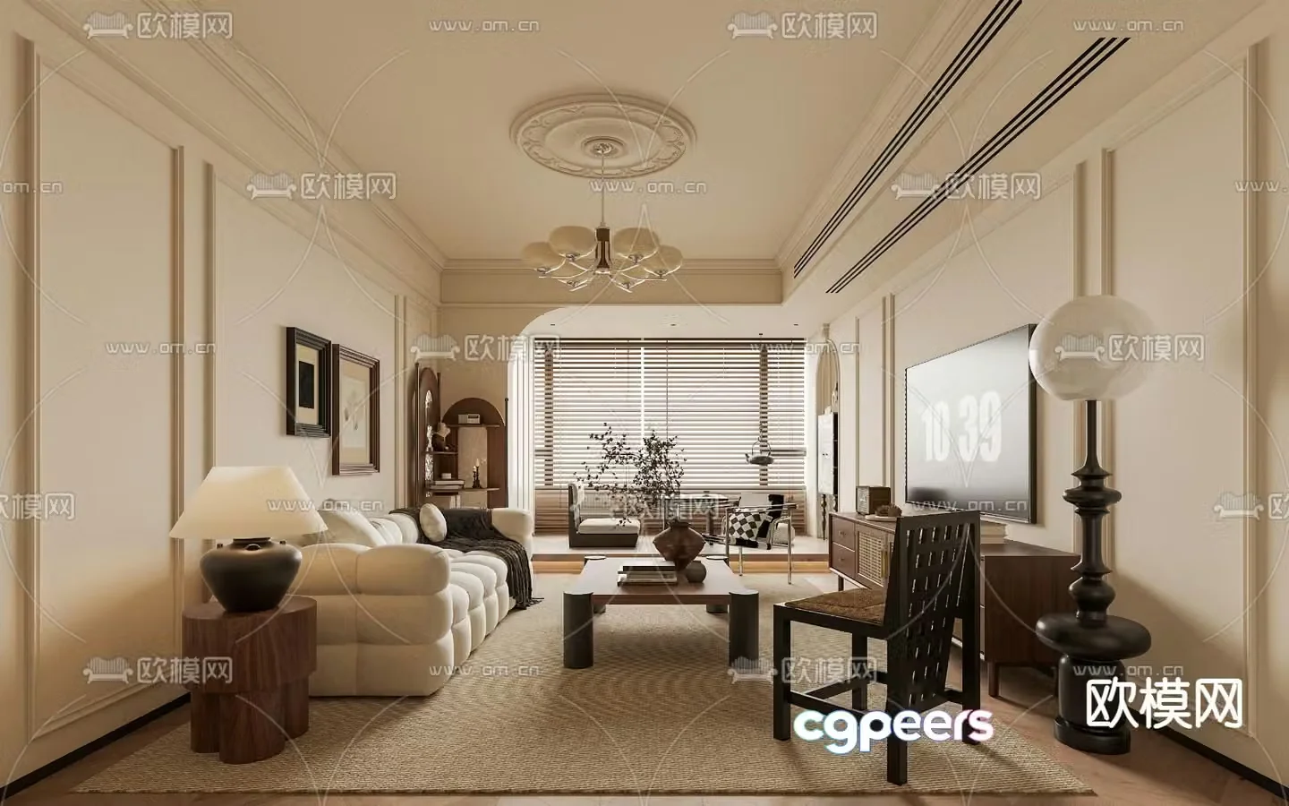 French living room medieval style living room 3d model