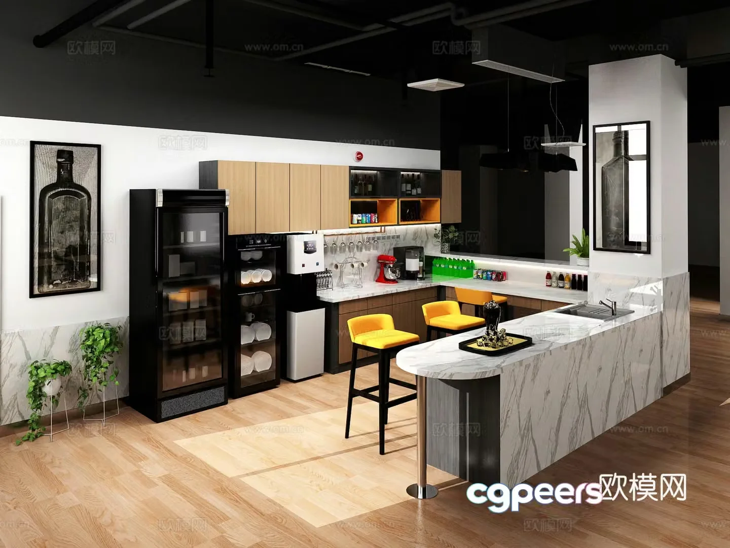 Modern tea room office area tea room tea room bar bar bar 3d model