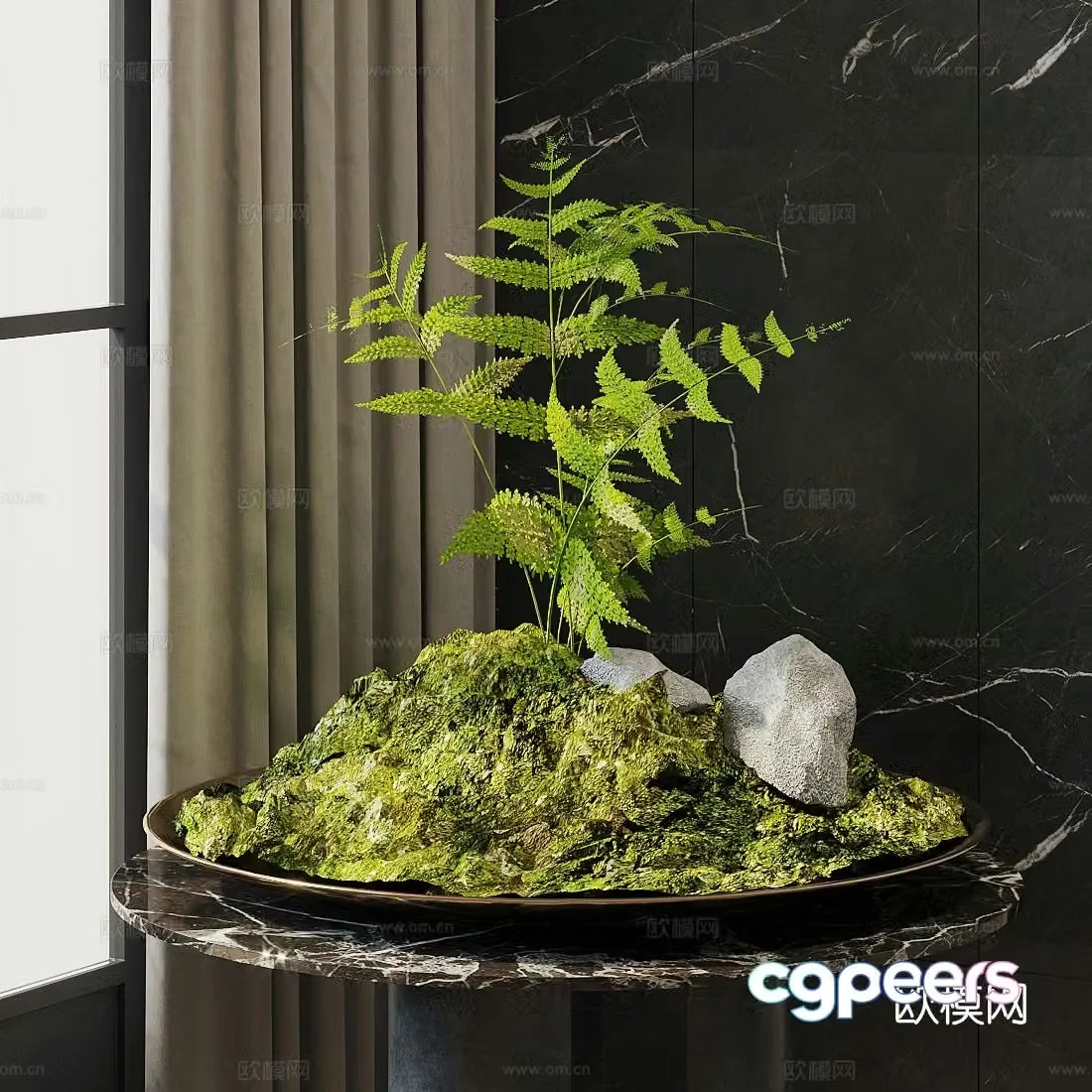 Potted plants Bronsai Moss Landscape Desktop bonsai Landscape sketch Plant bonsai 3D model