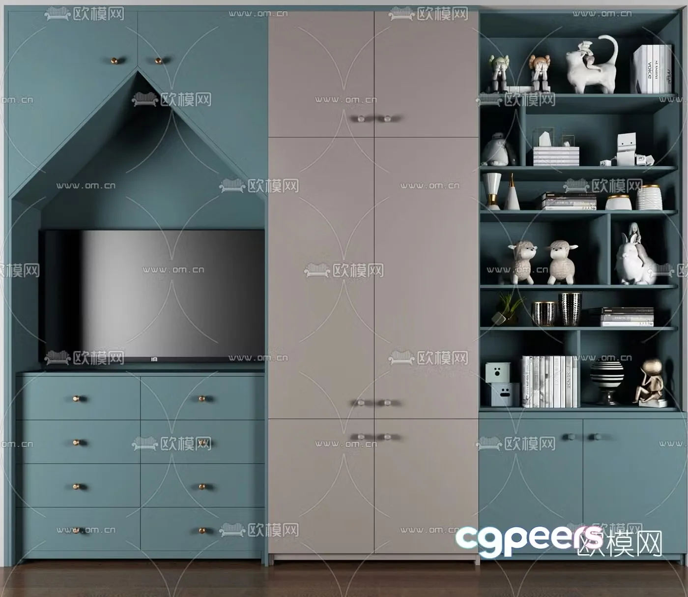 Modern children’s bookcase decorative cabinet 3d model