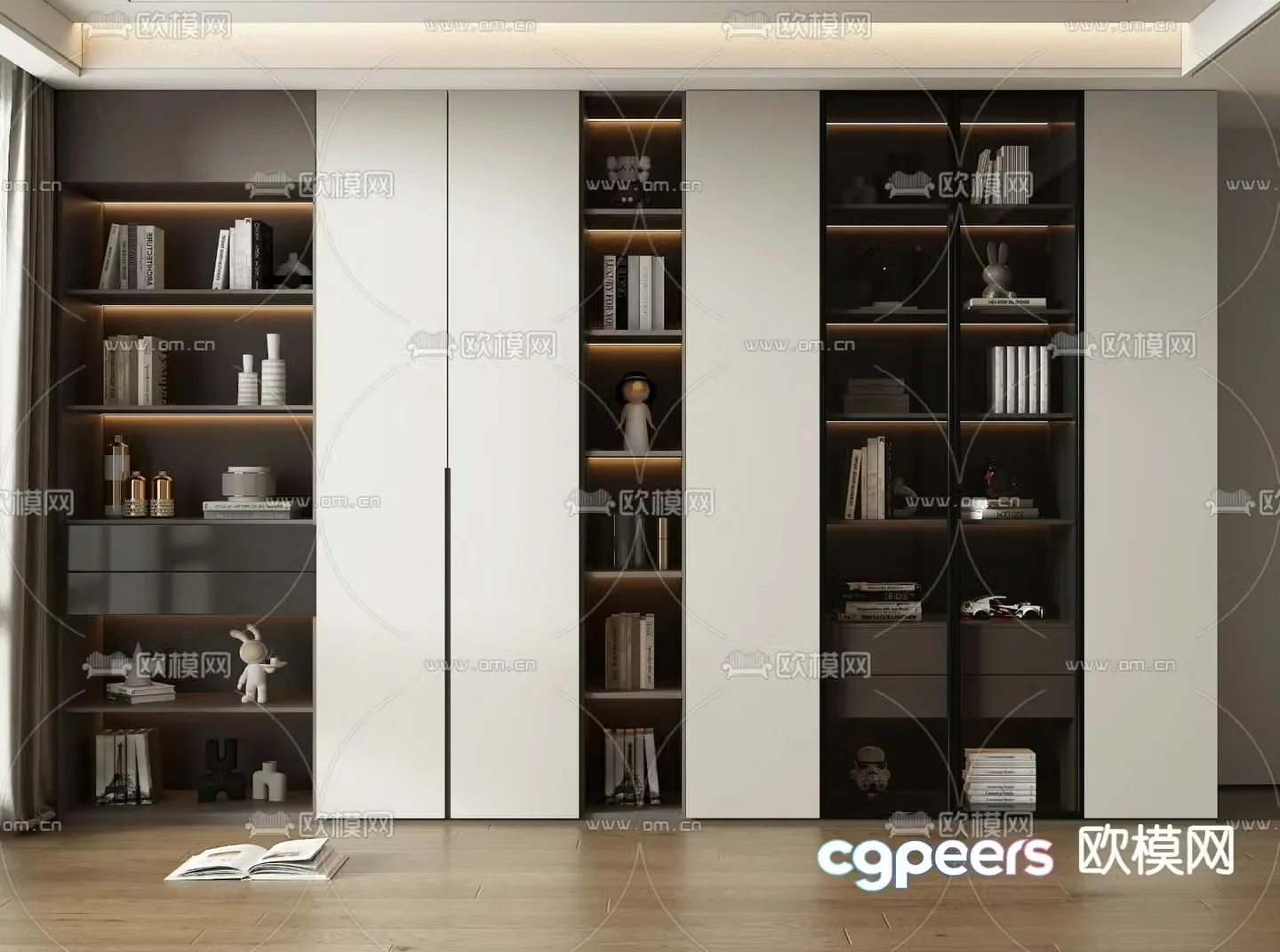Modern bookcase display cabinet 3d model