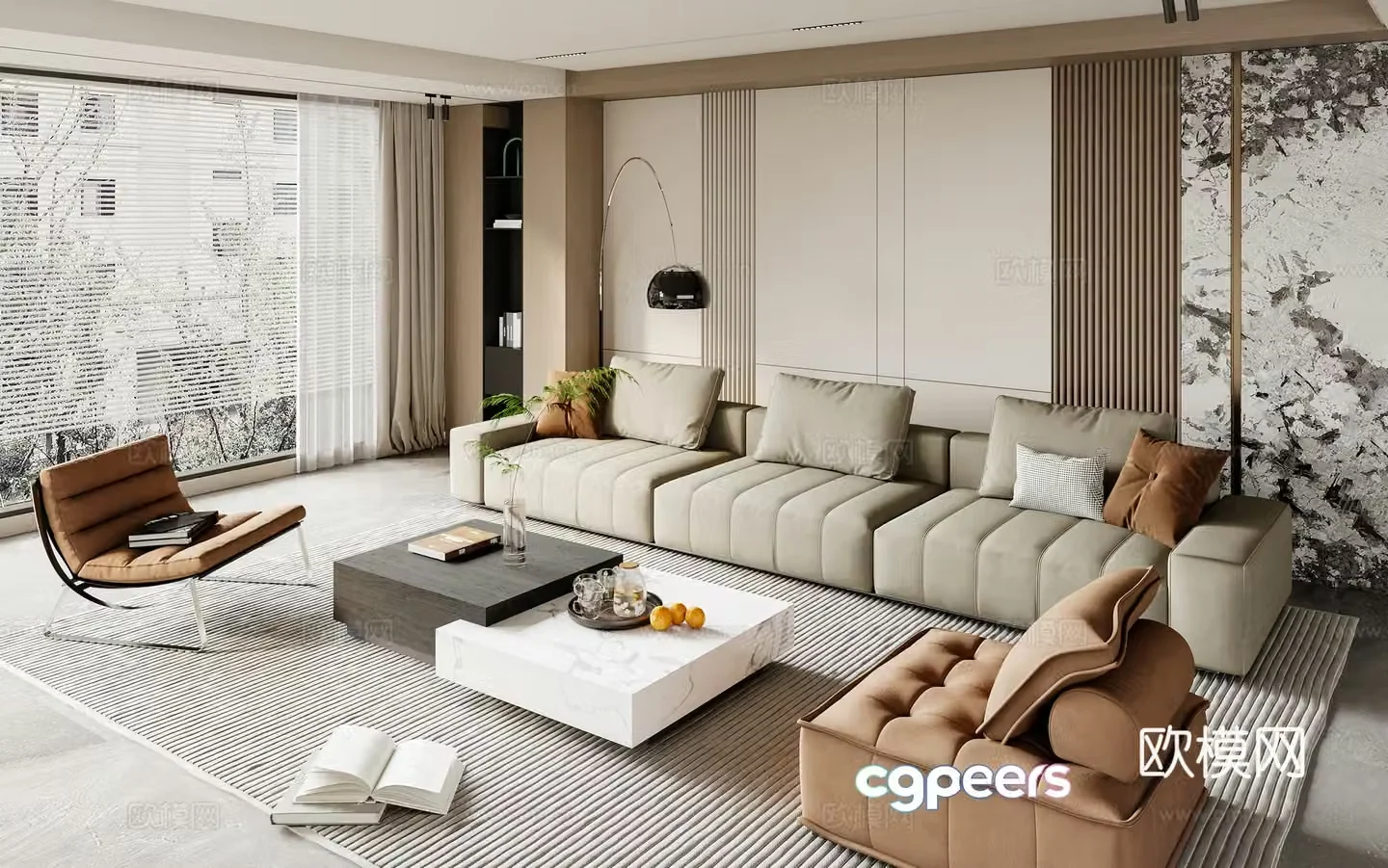 minotti modular sofa 3d model