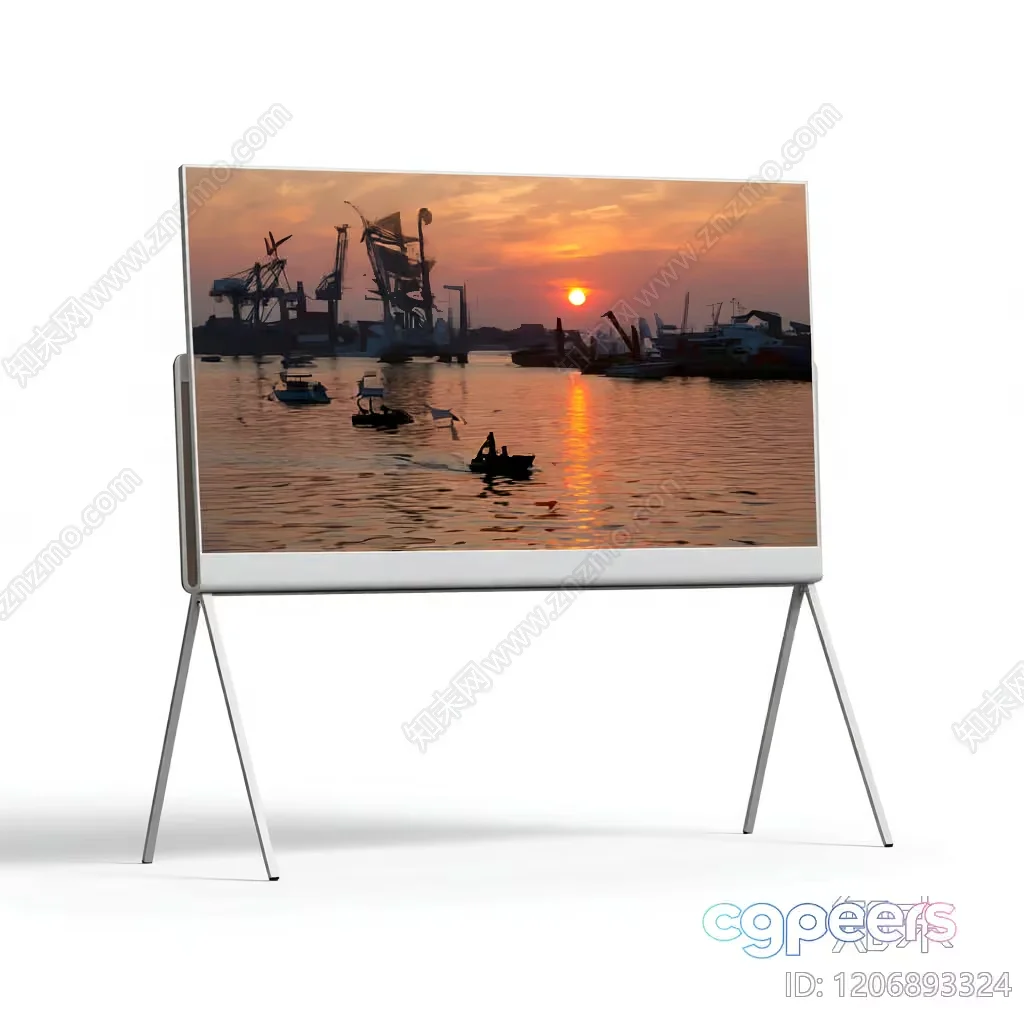 A Large Tv Screen With A Sunset Scene 3D Model – 19181 – VRAY Render