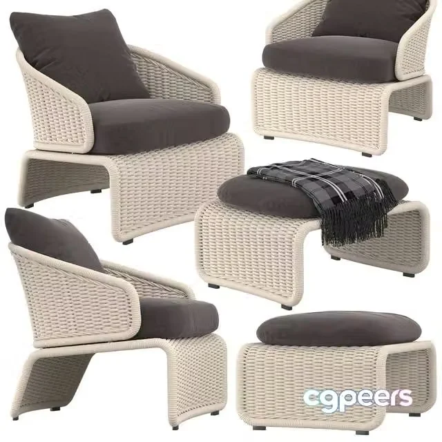 3ds Max Free – Halley Outdoor set (armchair and footstool)