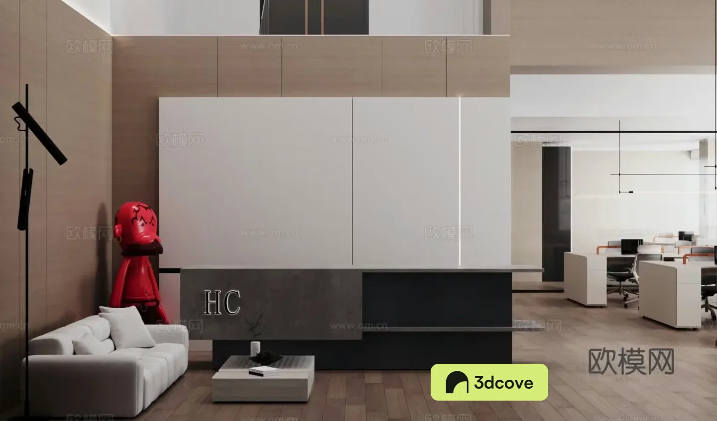 Modern office front desk reception
