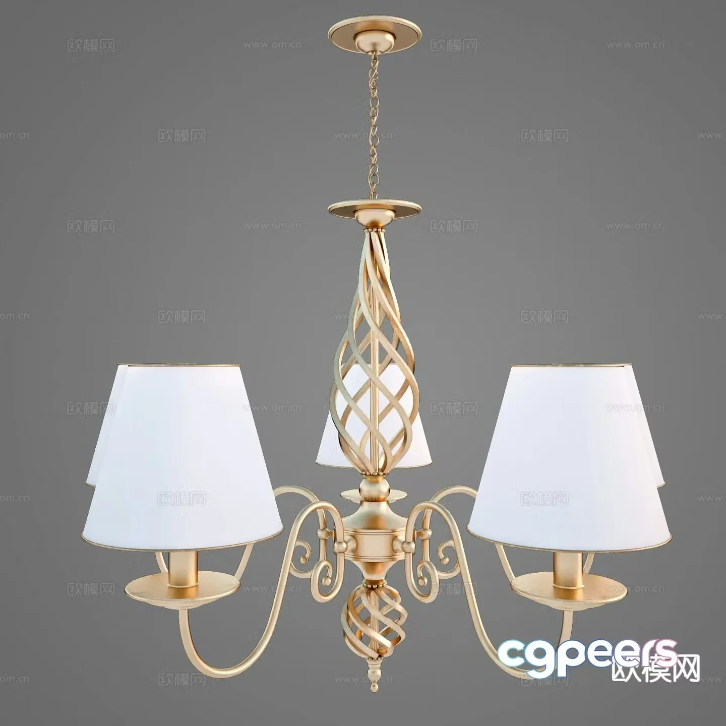 Modern multi-head chandelier 3d model