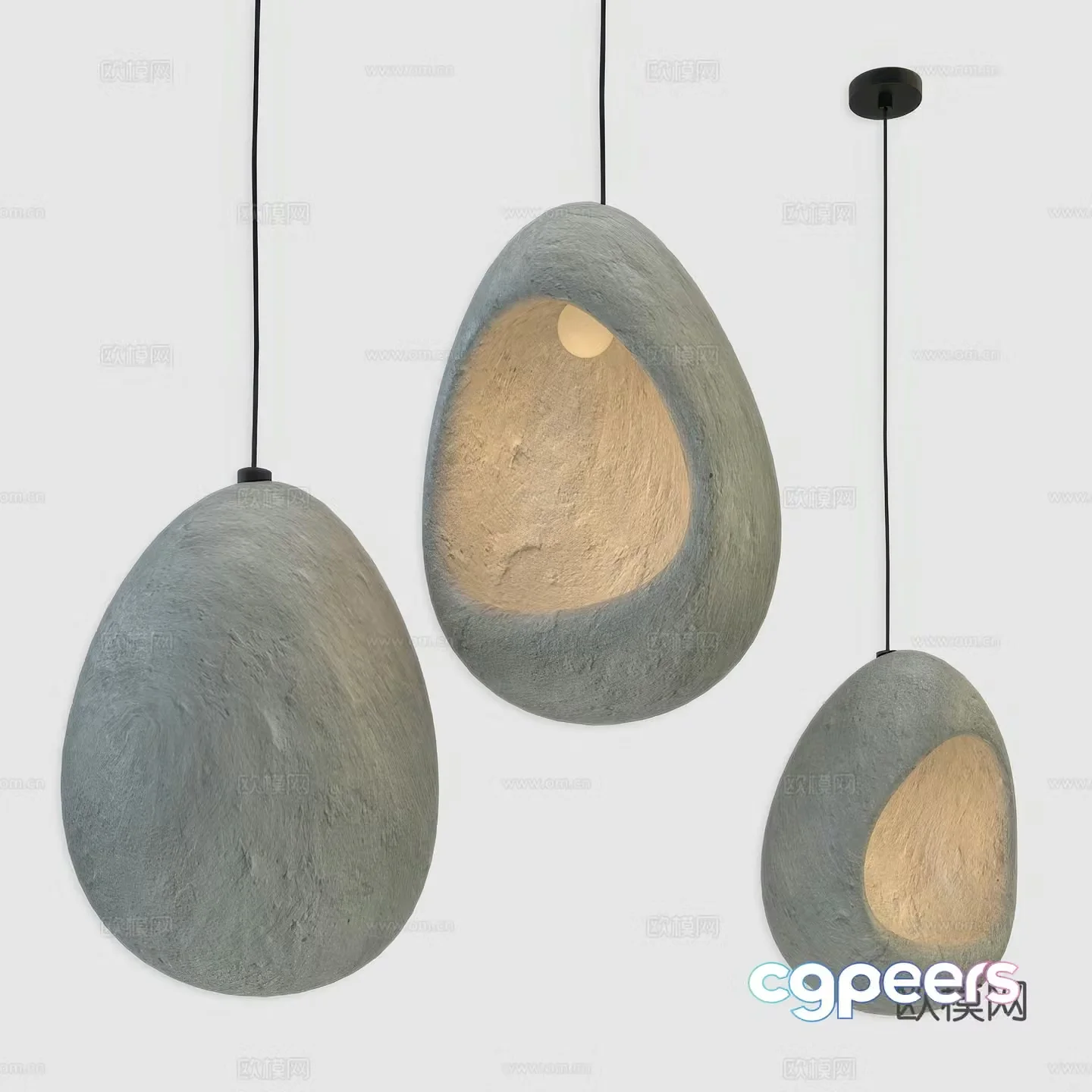 New Chinese style Wasabi ceramic decorative chandelier 3D model