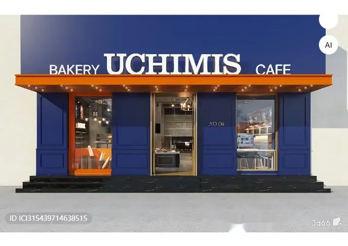 Bakery Cafe Storefront 3D Model – 5142 – VRAY Render