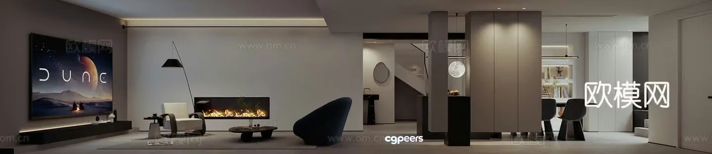 Modern villa basement 3d model