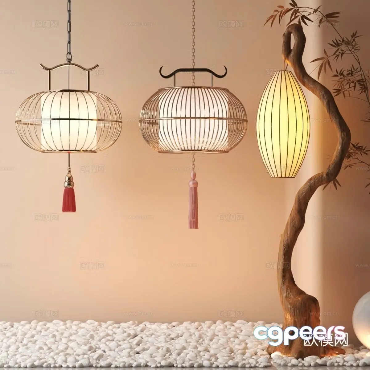 Lantern chandelier 3d model