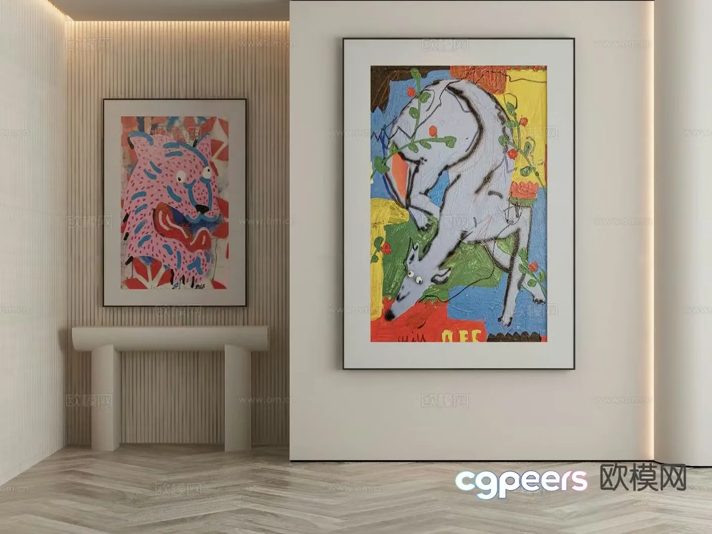 Modern decorative painting abstract cartoon painting 3d model