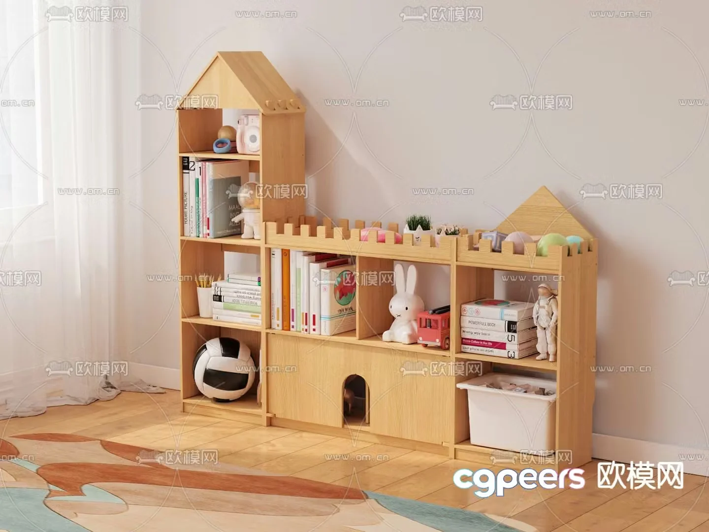 Nordic children’s bookcase 3d model
