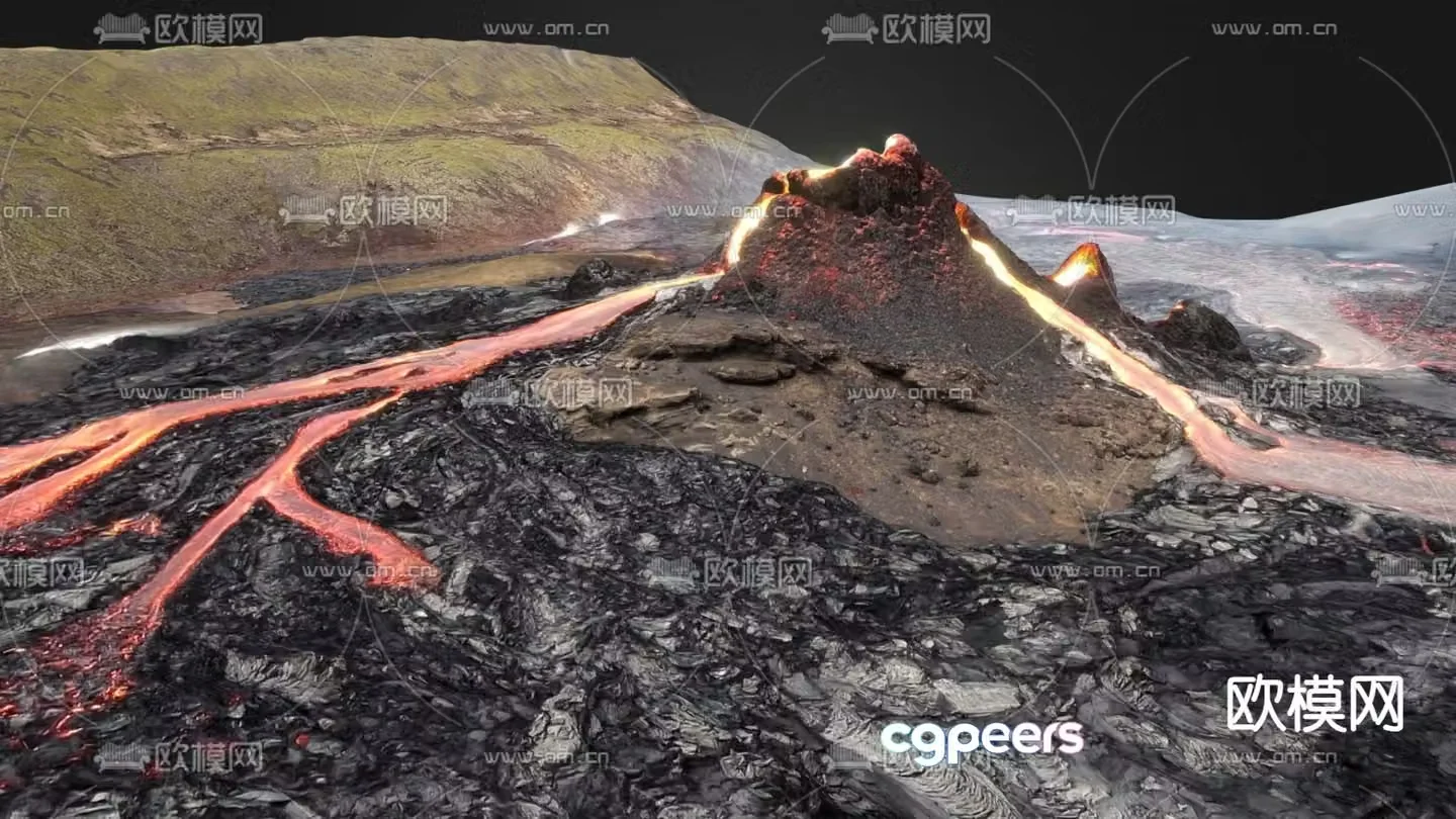 Modern volcanic eruption 3d model
