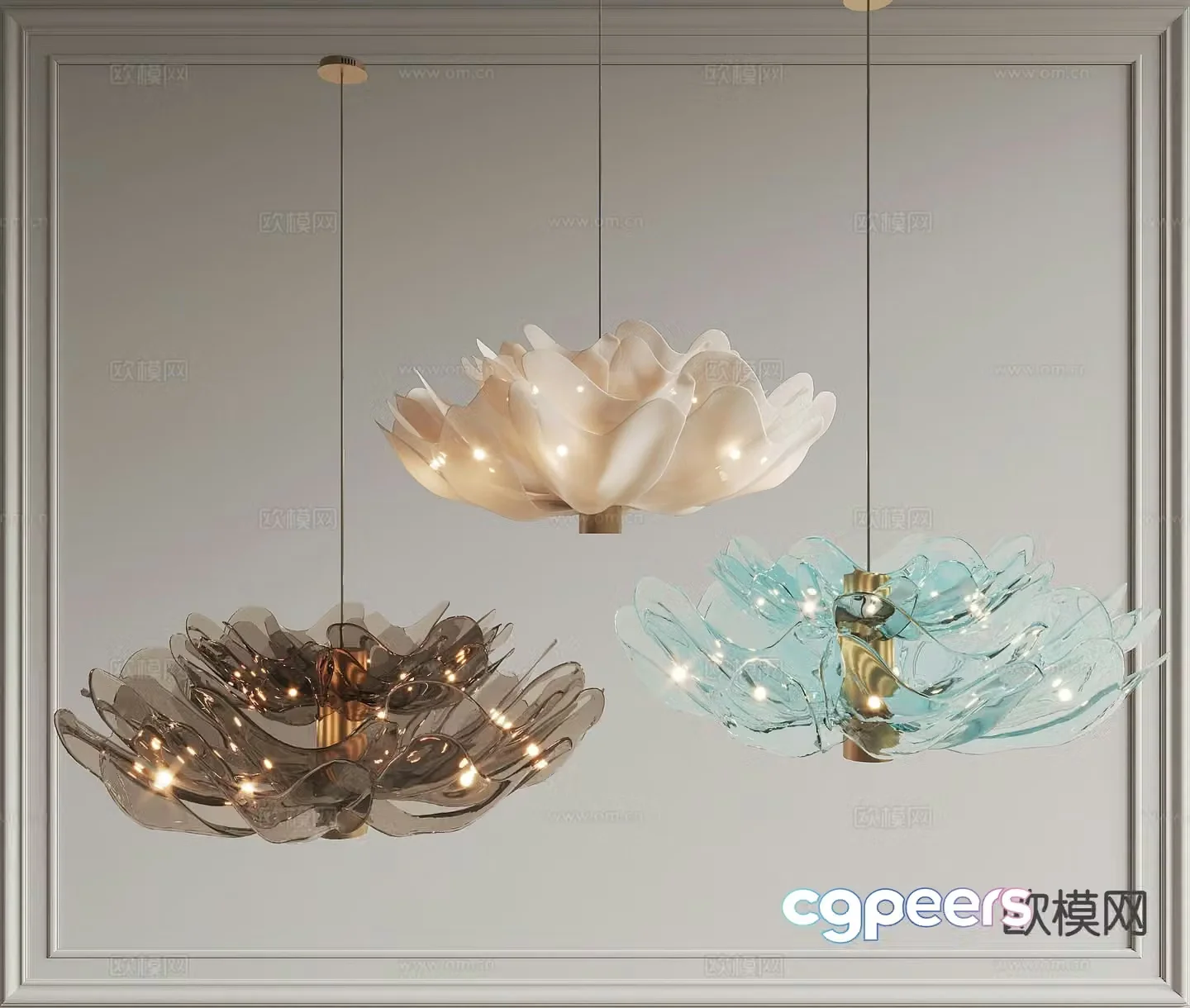 Flower chandelier glass chandelier 3d model