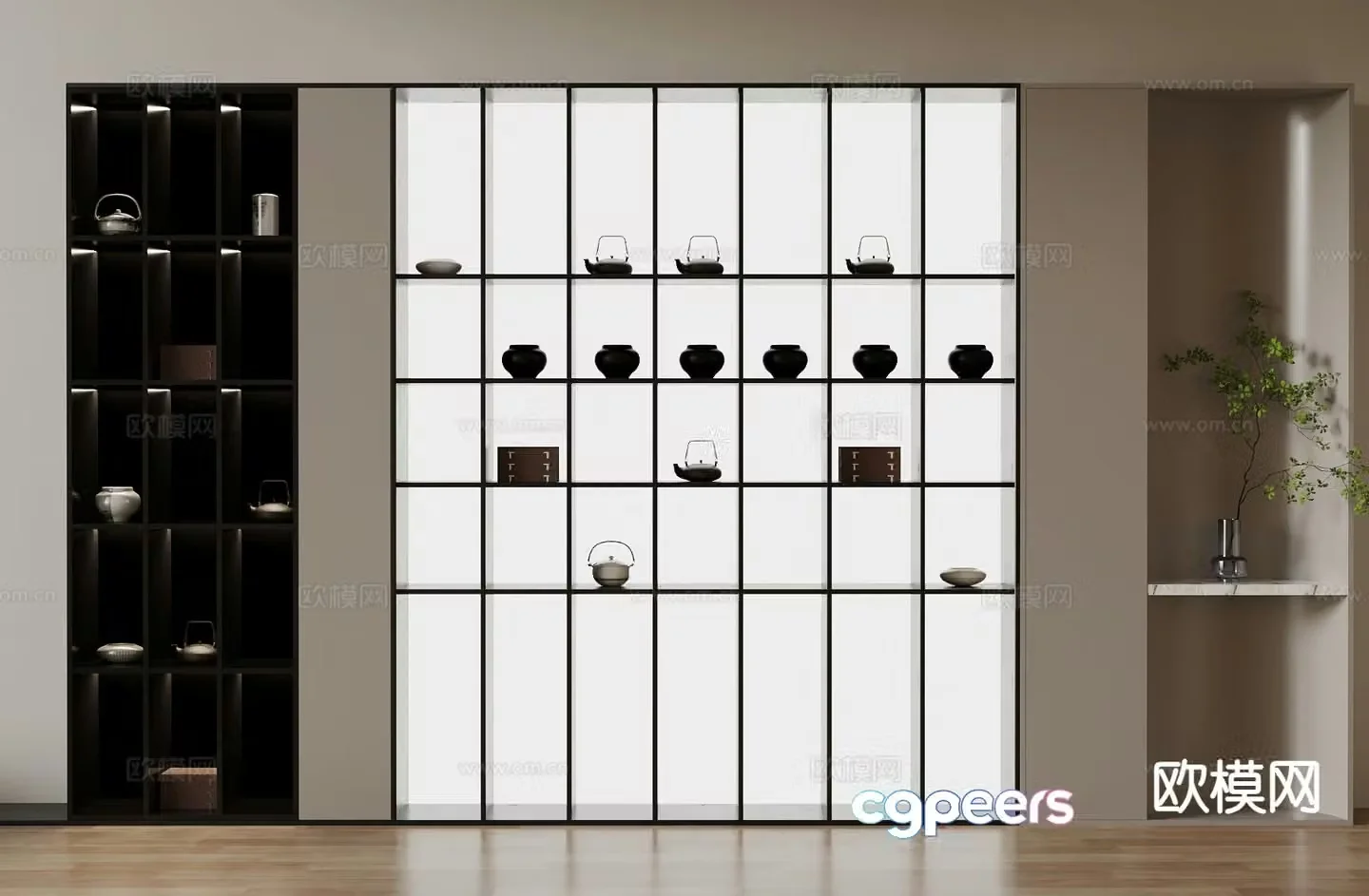 Modern tea cabinet background cabinet 3d model
