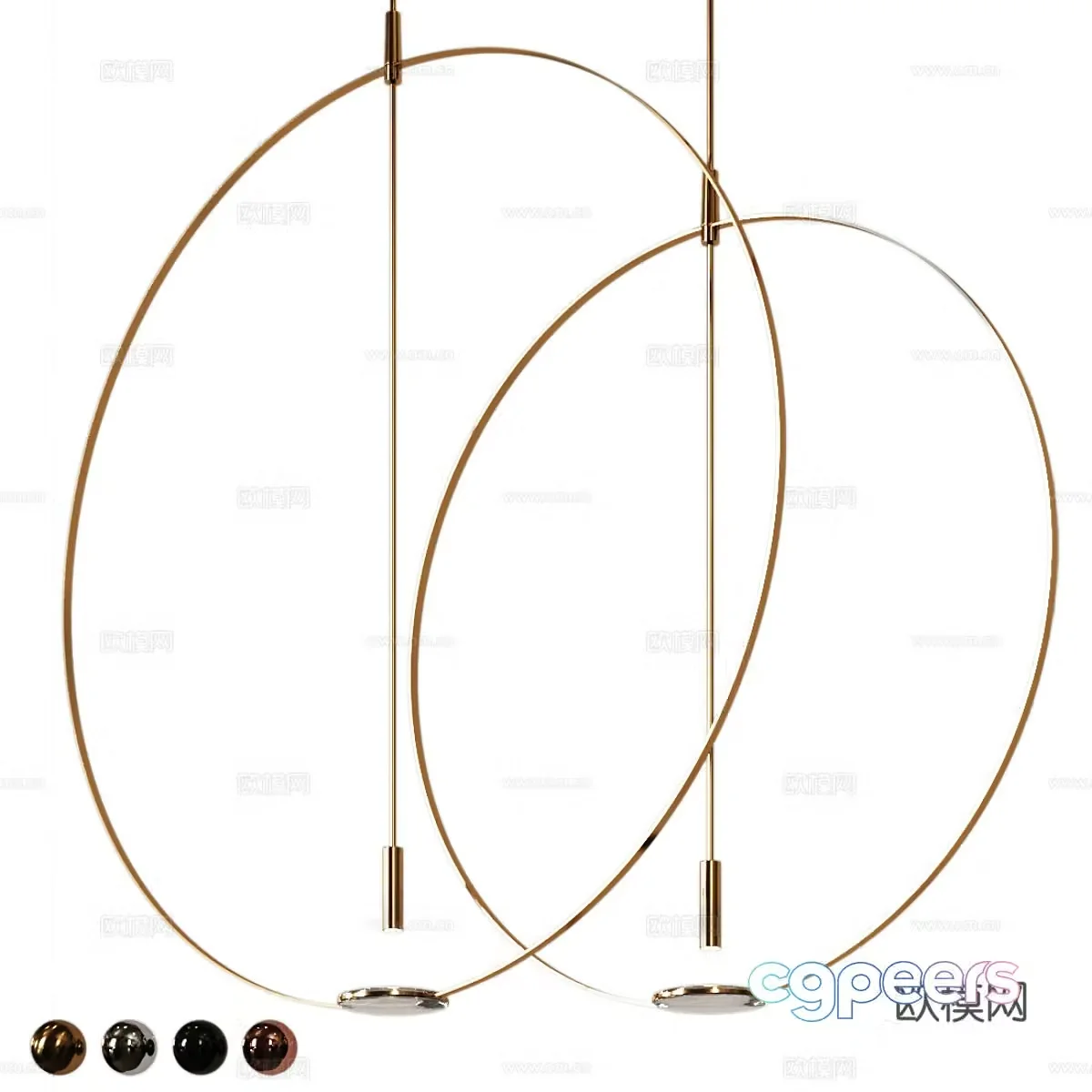 Modern light luxury minimalist round metal decorative chandelier 3d model
