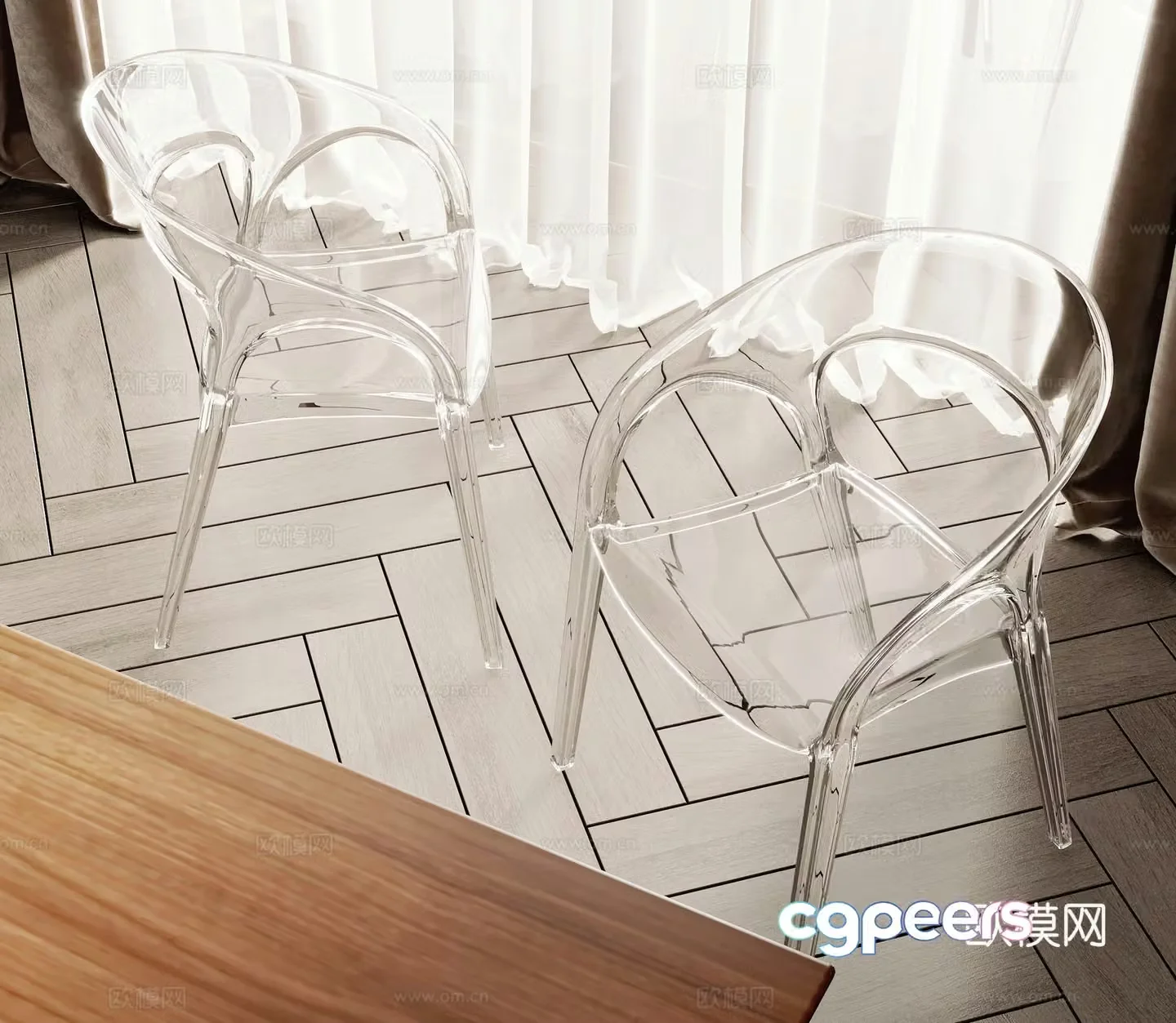 Modern acrylic chair transparent leisure chair 3d model