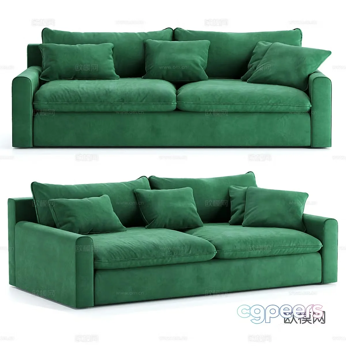 Modern simple double sofa double sofa simple double sofa green sofa 3D model