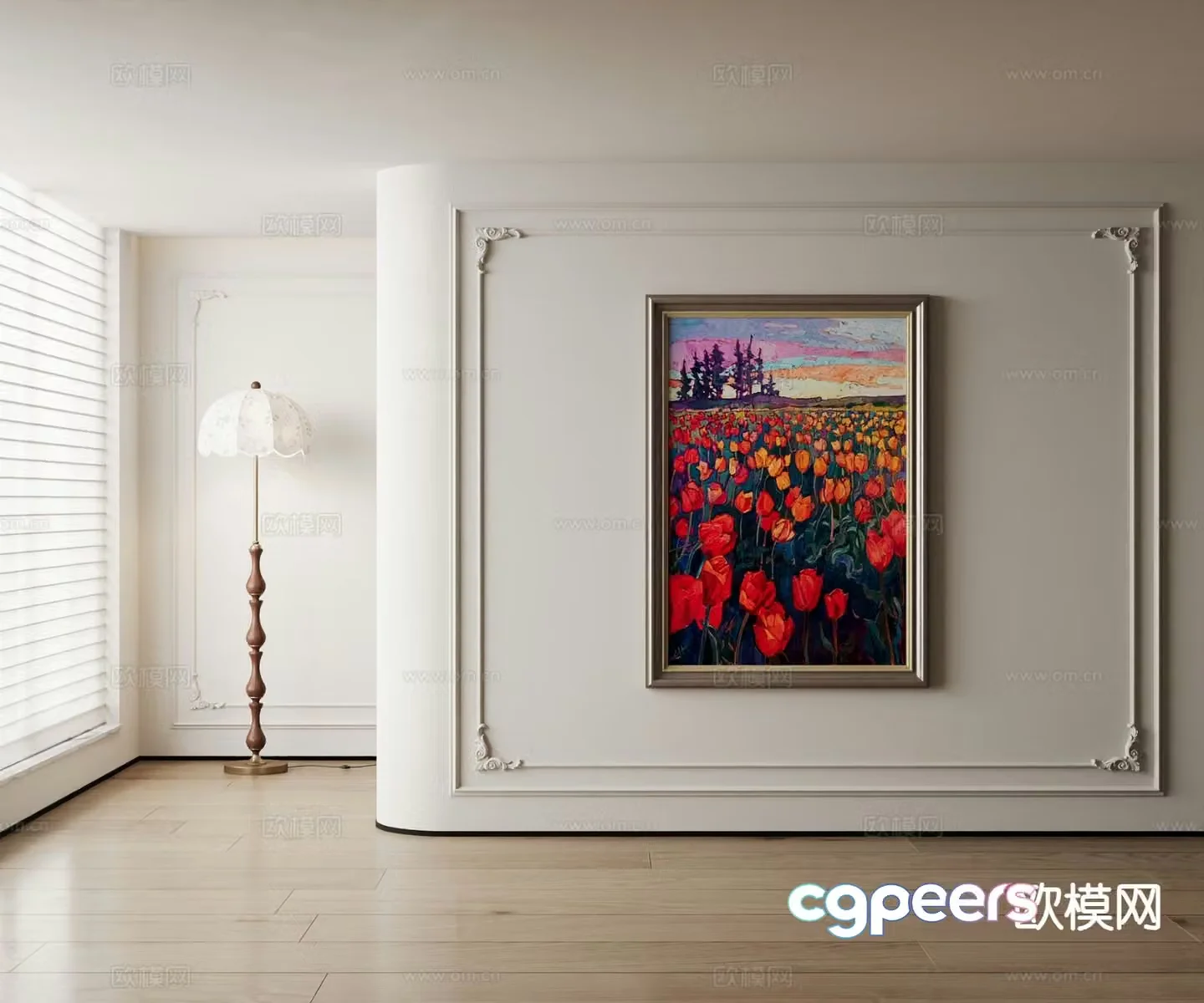 American decorative painting flower hanging painting 3d model