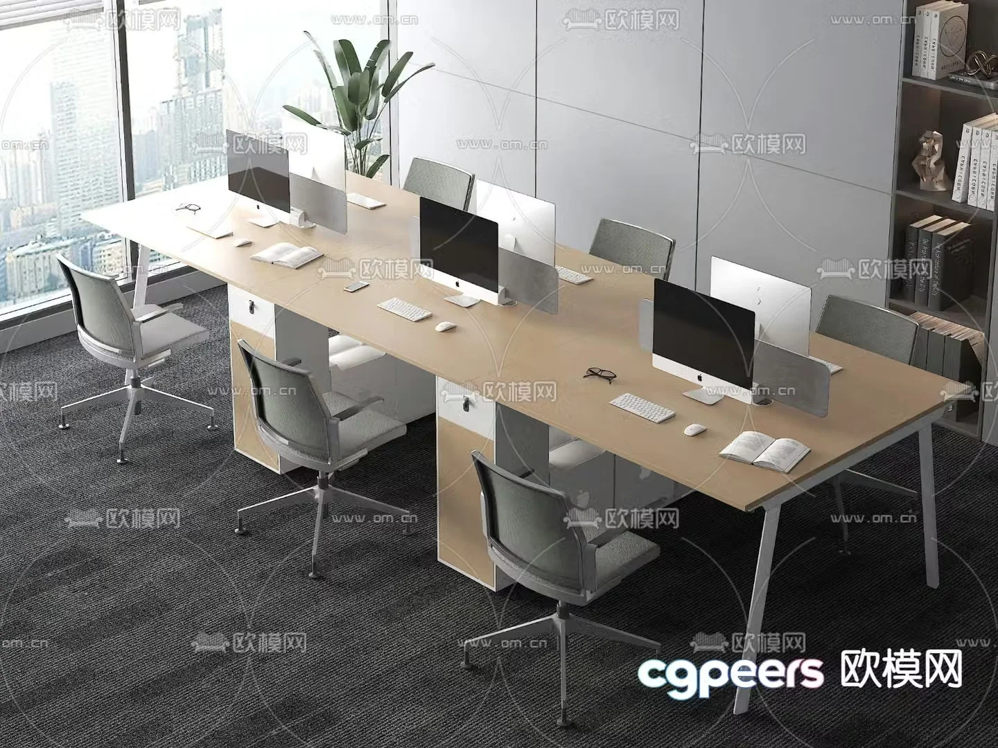Card desk staff desk workstation 3D model