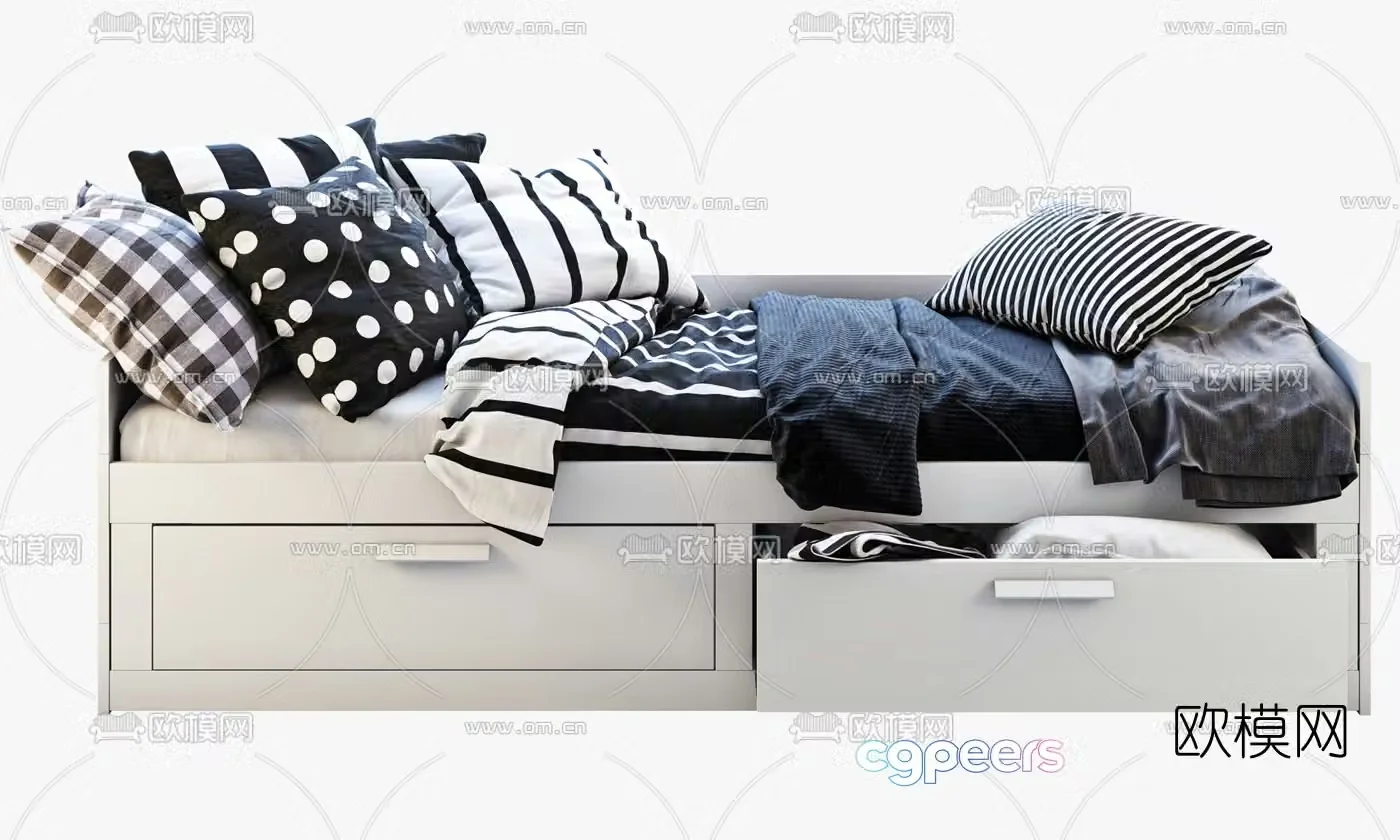 Modern fabric tatami children’s bed 3d model