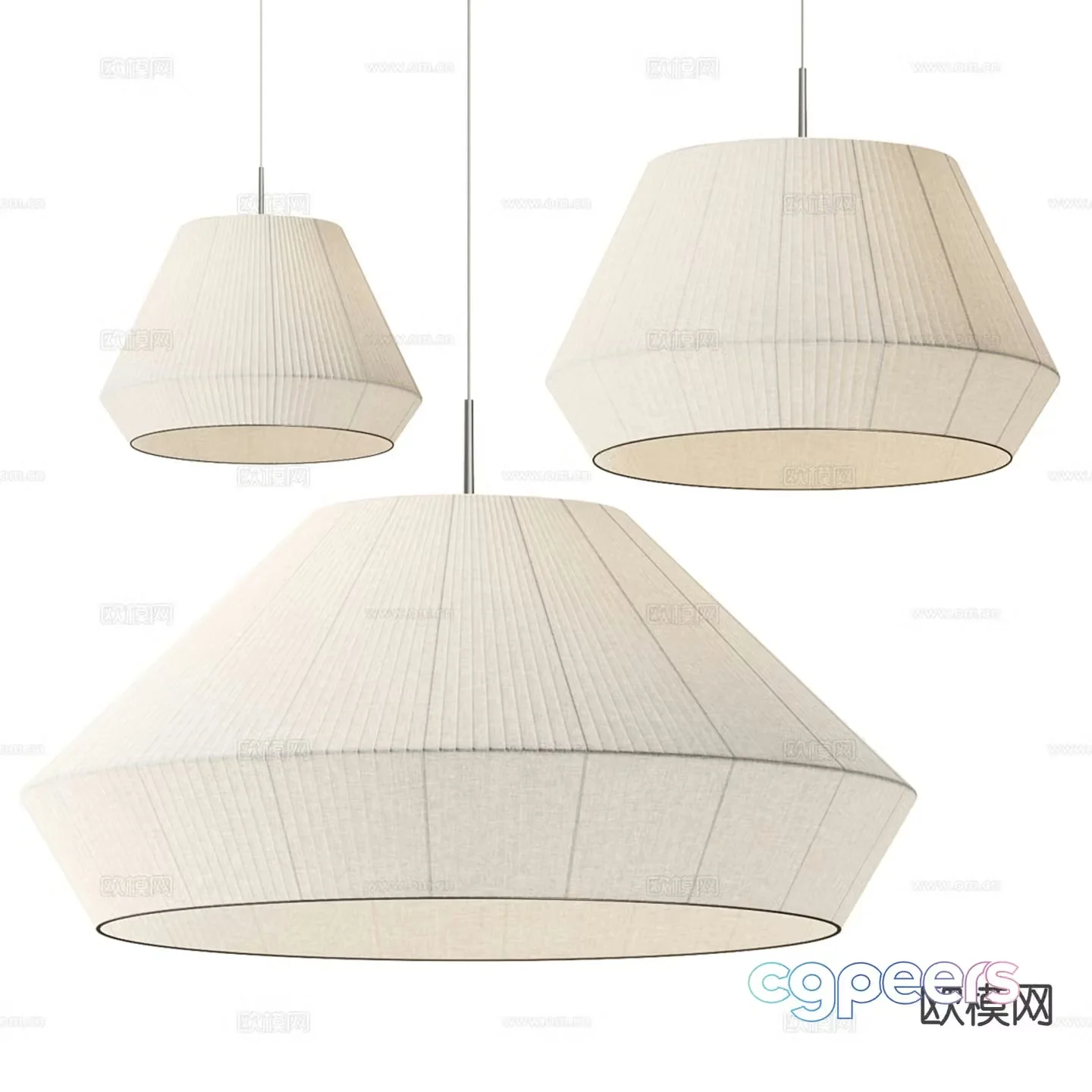 Modern lampshade chandelier 3d model