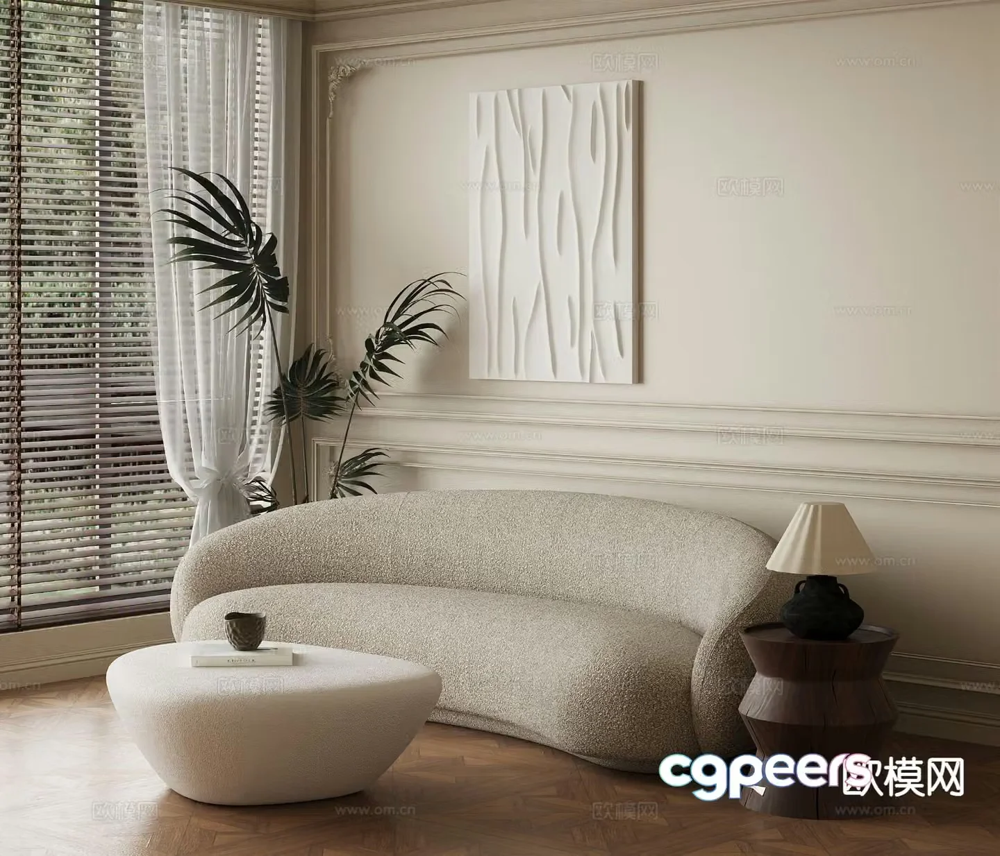 Wabi-sabi curved sofa special-shaped sofa 3d model