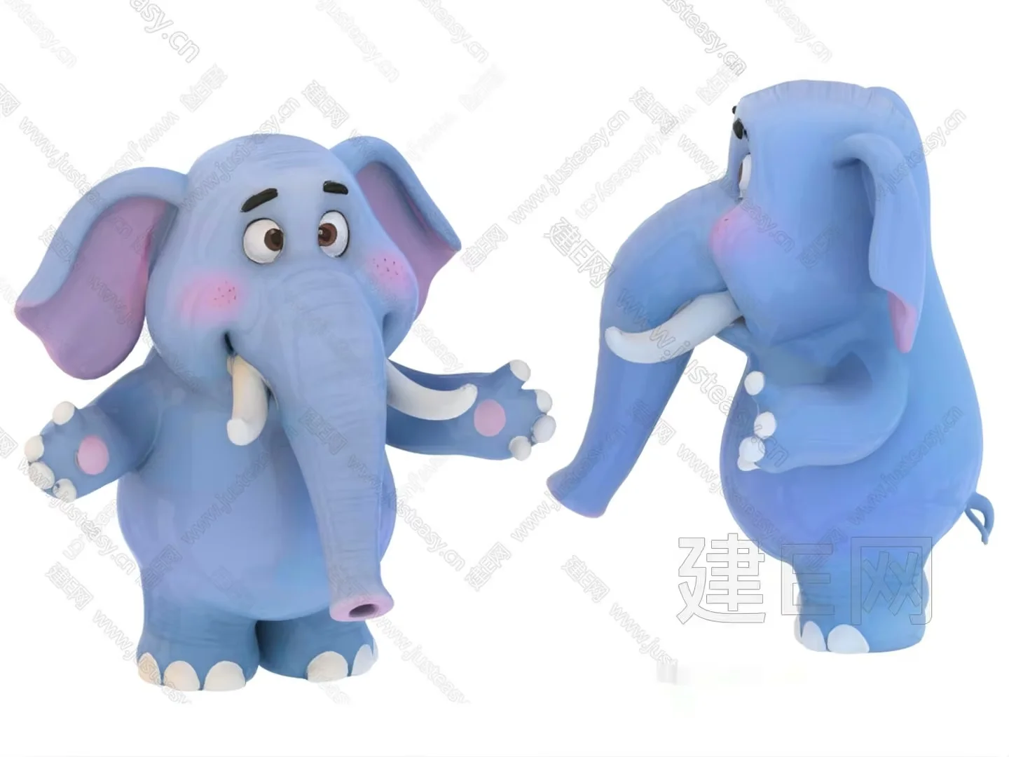 A Cartoon Elephant 3D Model – 1243 – VRAY Render