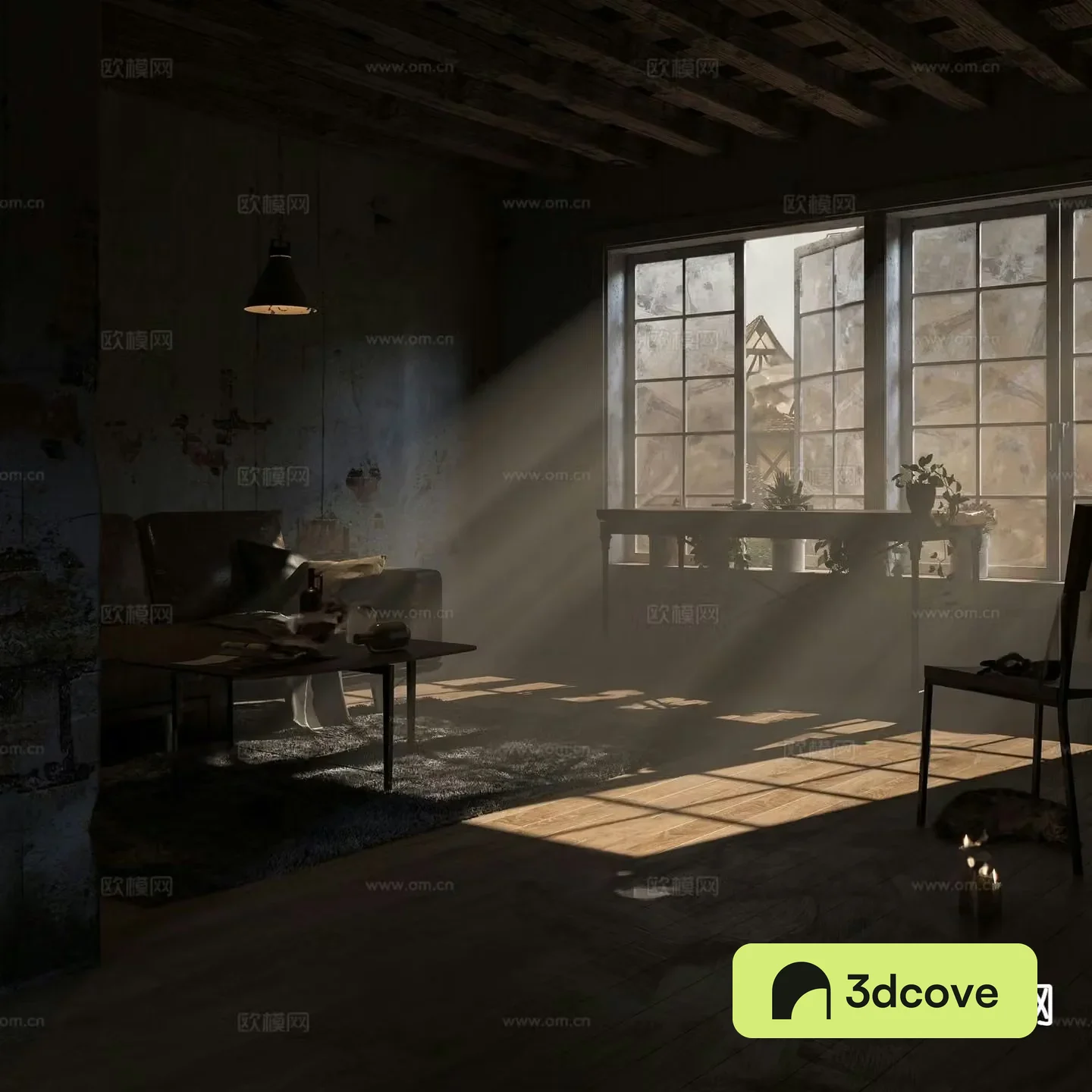 Industrial style retro old house landscape