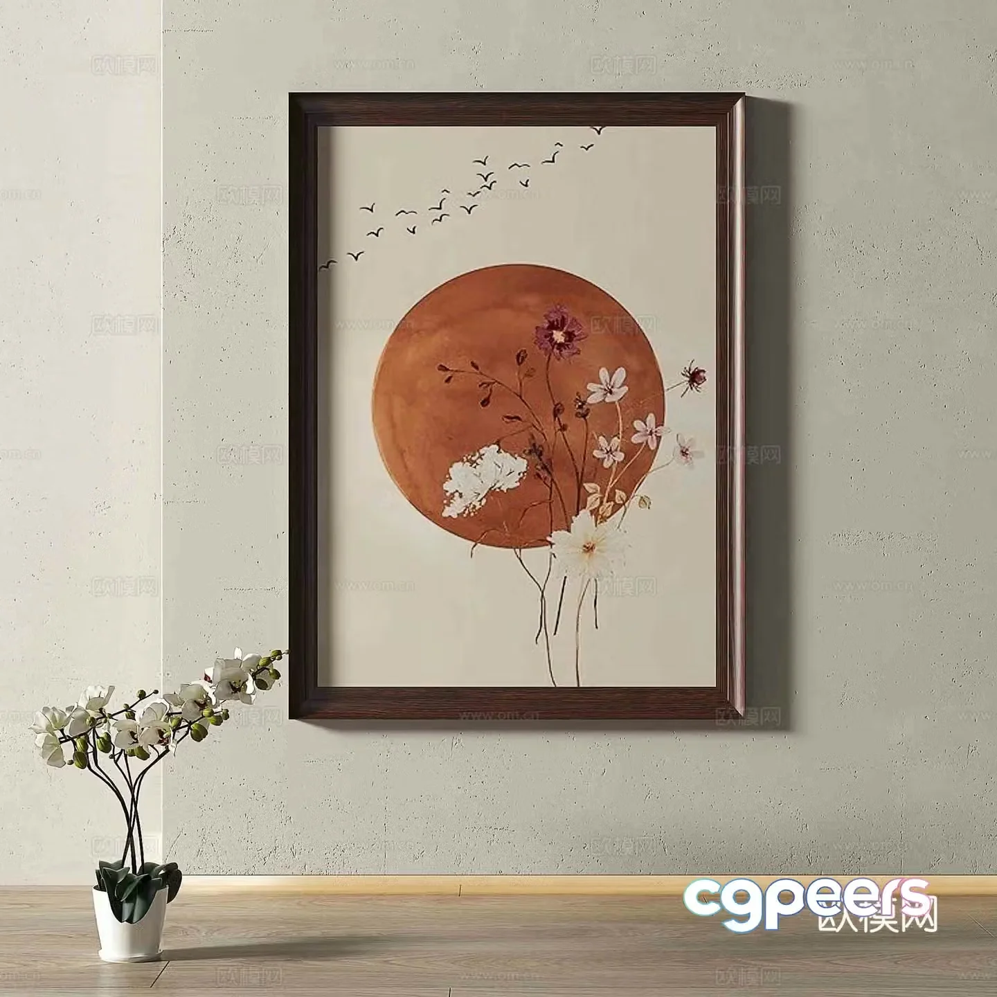 Middle-aged retro hanging paintings decorative paintings 3d model