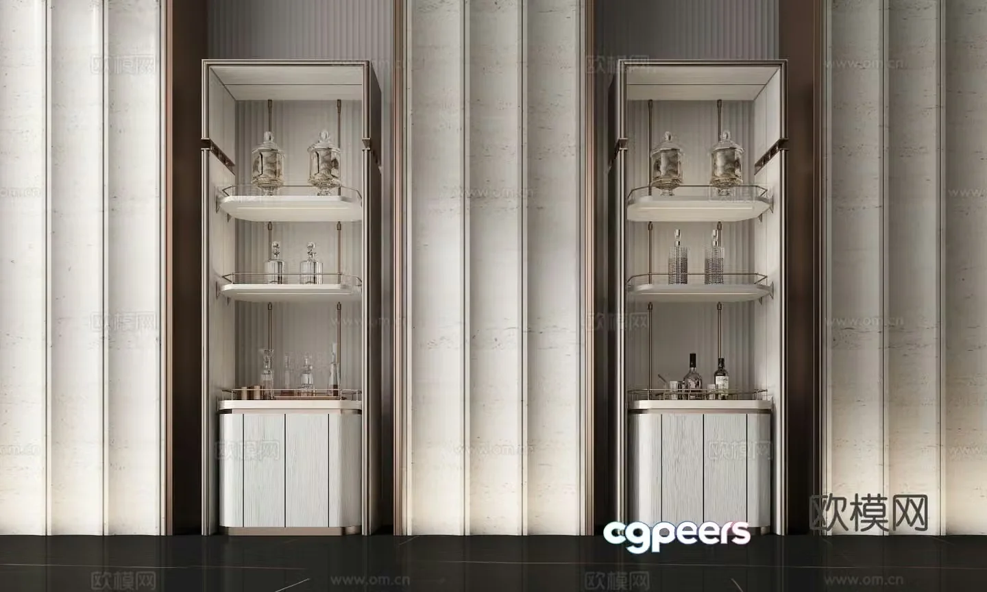 Light luxury wine cabinet 3D model