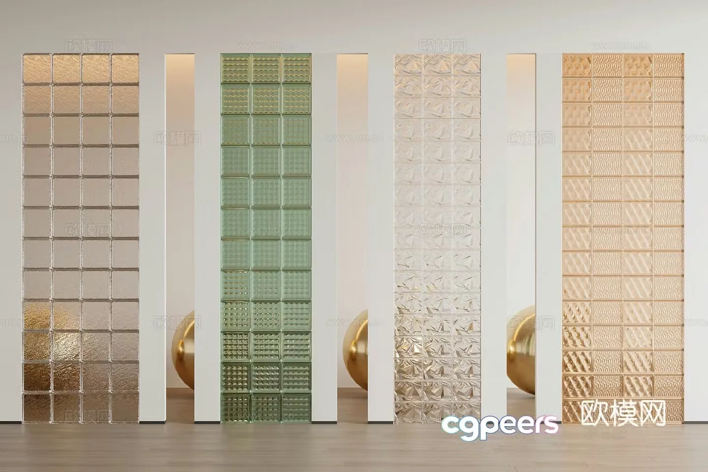 Modern glass brick partition 3d model