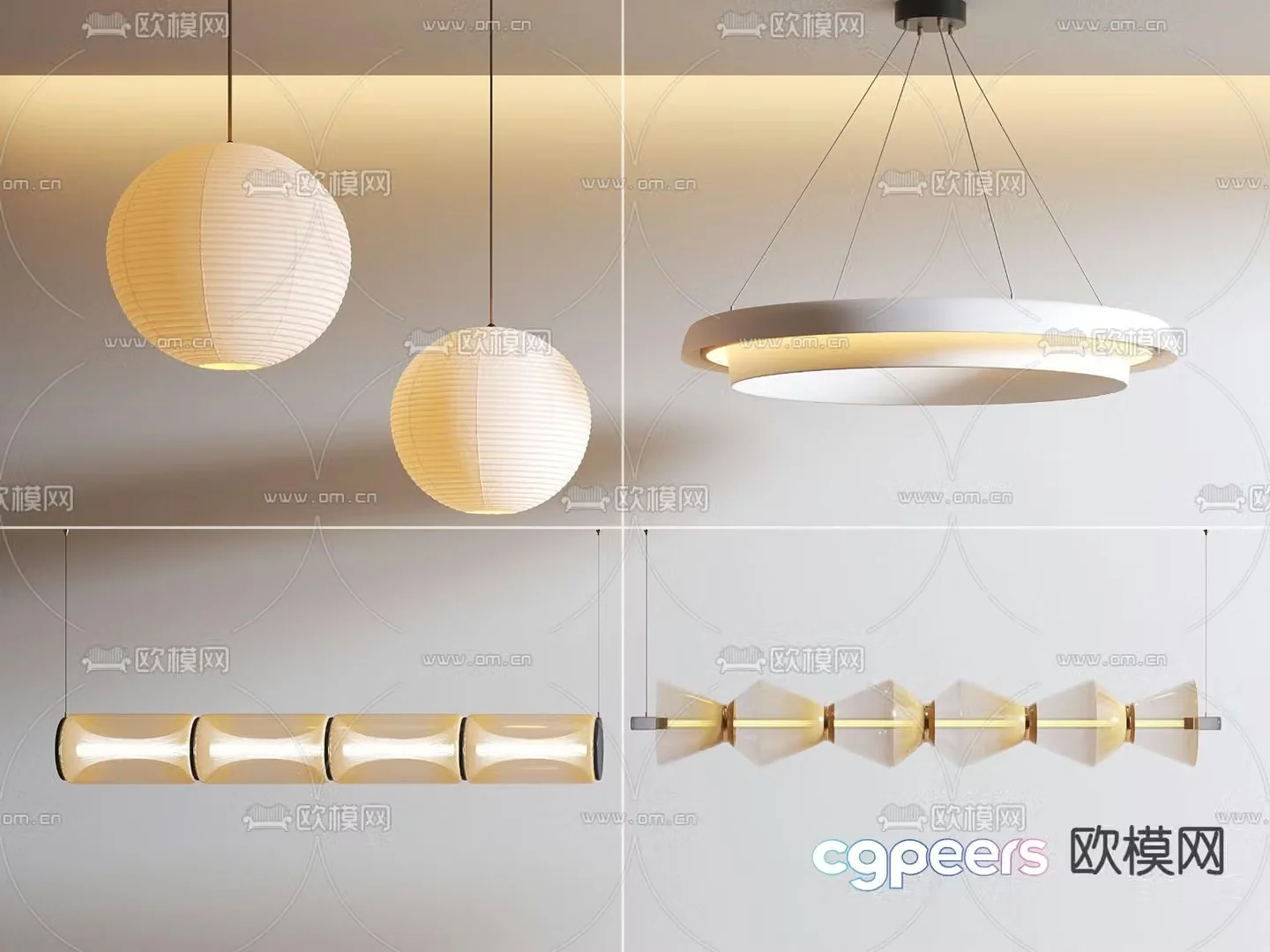 wabi-sabi chandelier long chandelier glass chandelier 3d model