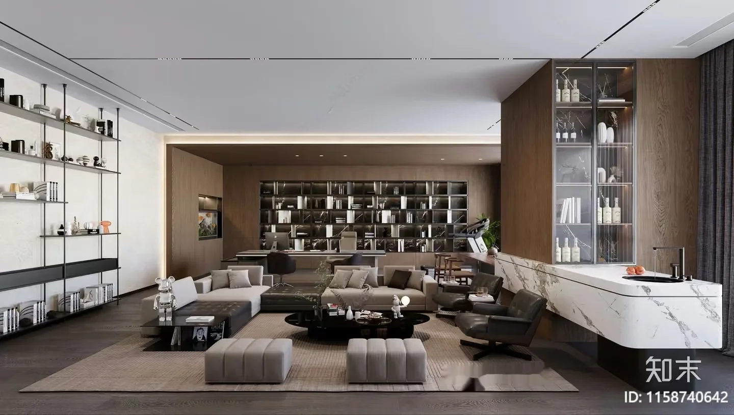 Modern Living Room 3D Model – 17805 – CORONA Render
