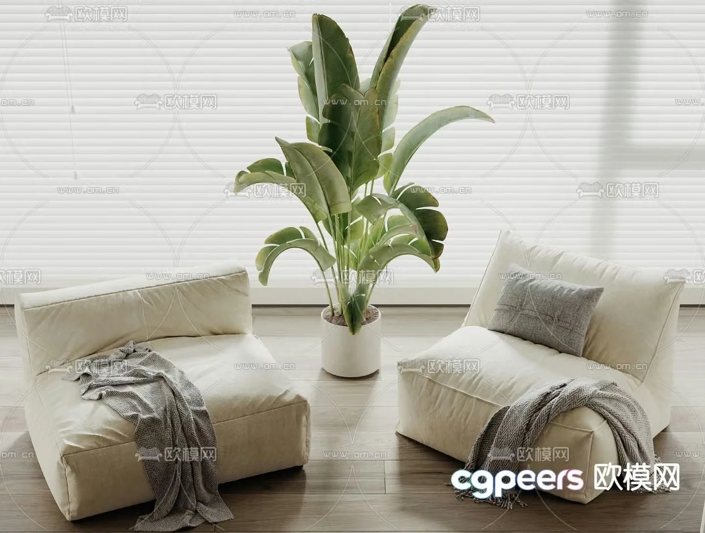 Beanbag Sofa Upholstered Sofa 3D Model