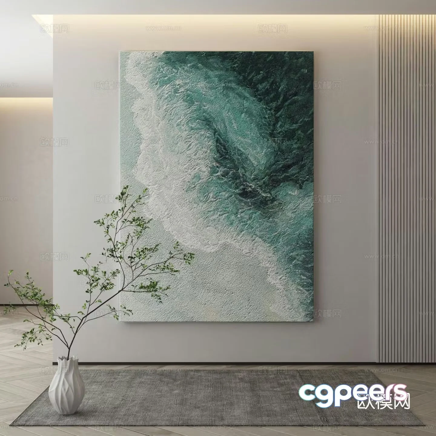 Modern texture painting decorative painting 3d model