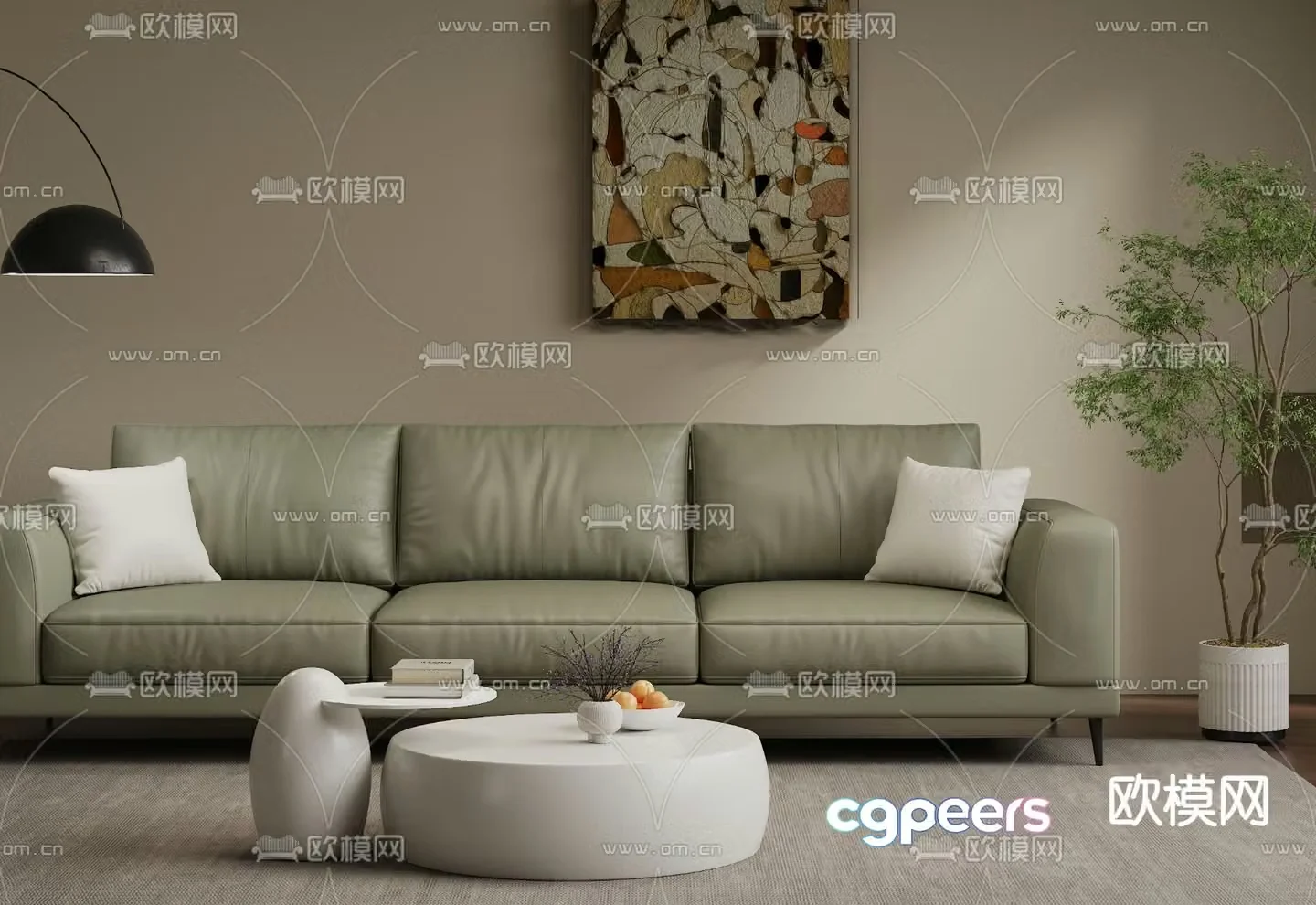 leather sofa three seater sofa 3d model