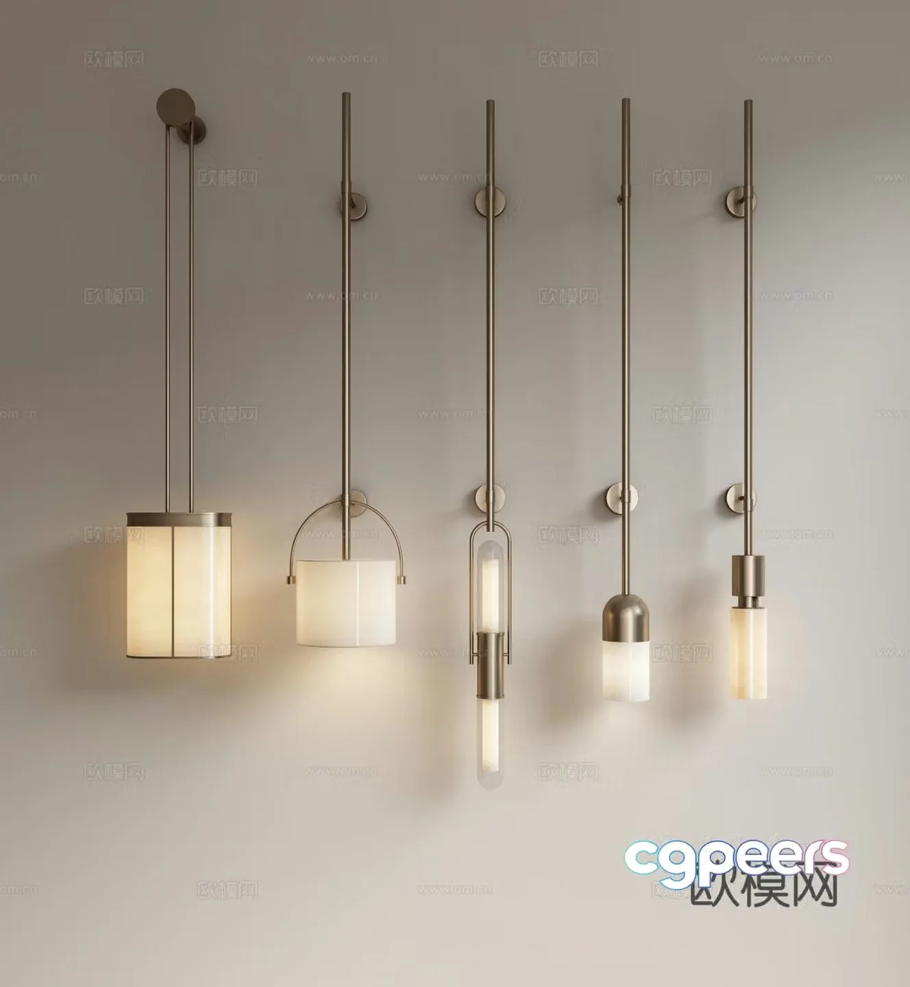 Modern light luxury metal wall lamp bedside wall lamp work clothes wall lamp large wall lamp long strip wall lamp 3d model