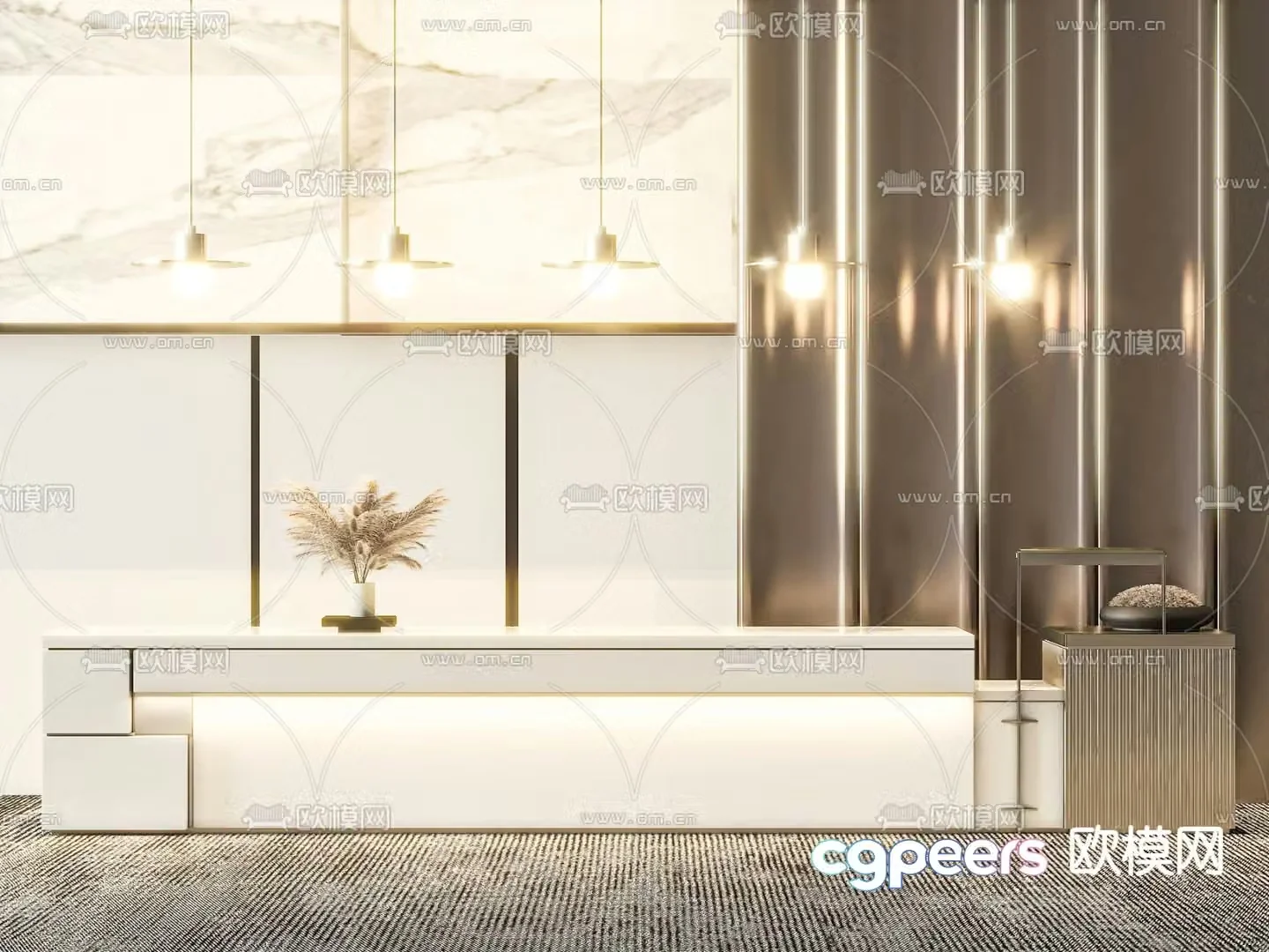Front desk service desk reception desk 3d model