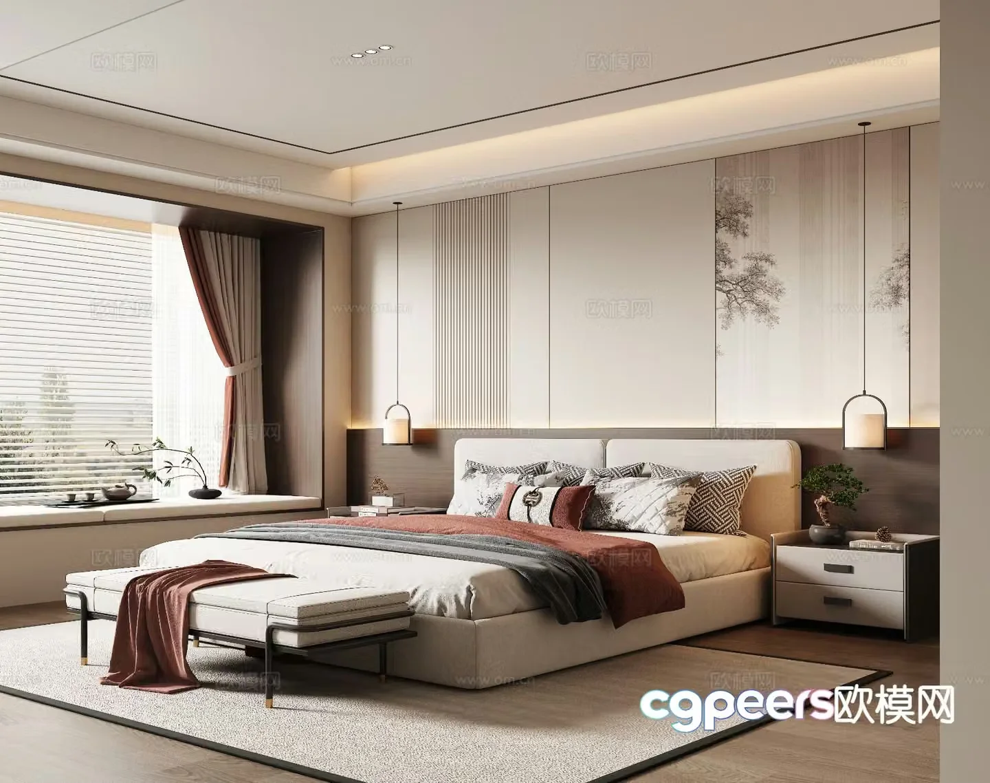 New Chinese style bedroom master bedroom 3d model