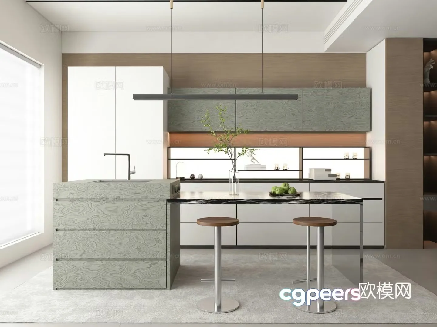 Modern minimalist restaurant 3d model