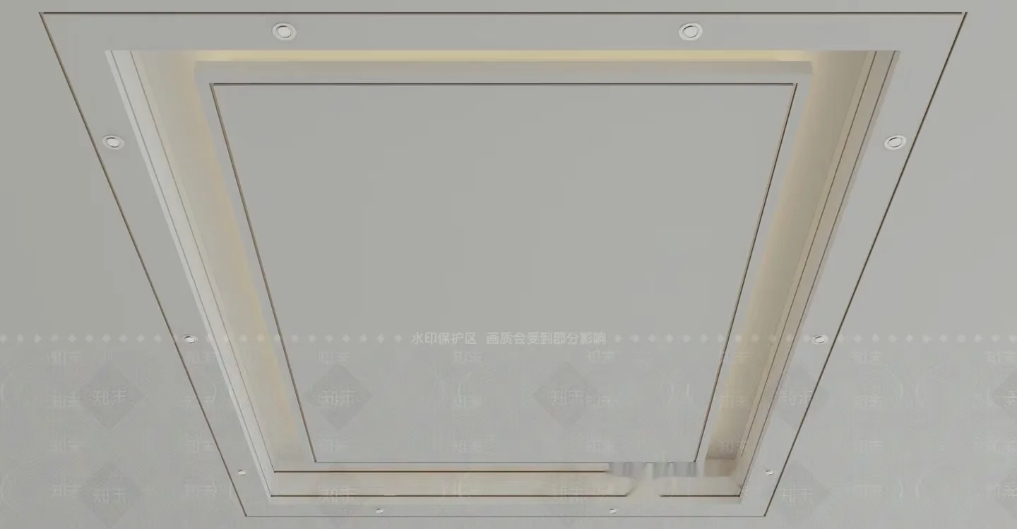 A Square Ceiling Fixture 3D Model – 13717 – VRAY Render