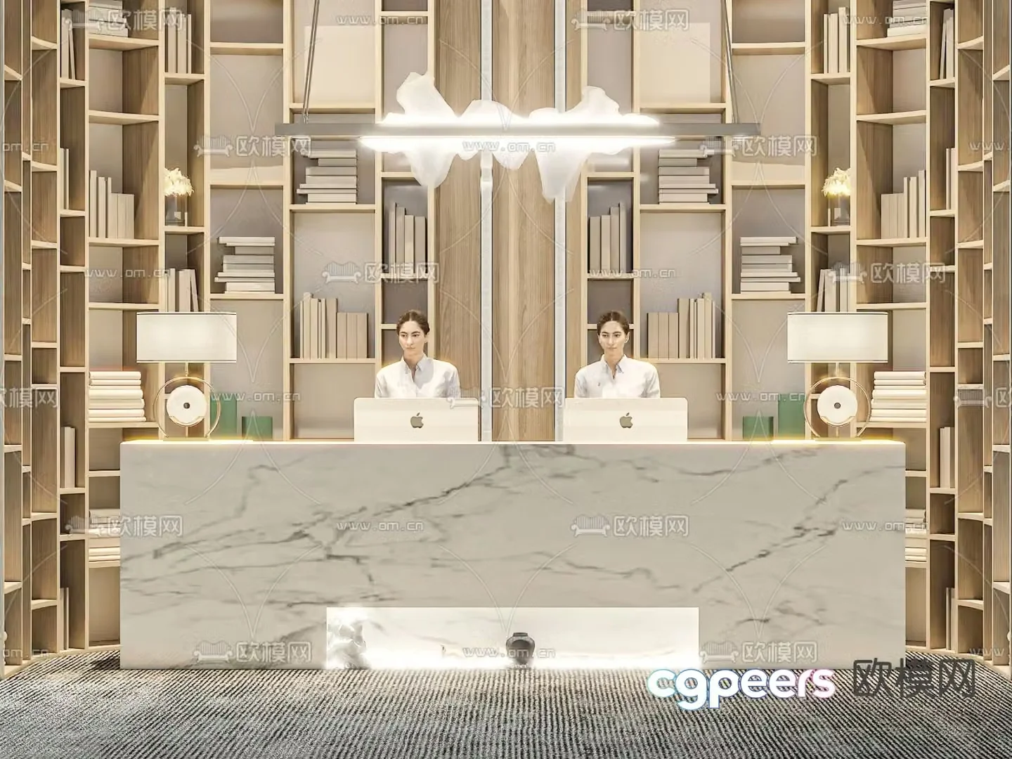 Front desk service desk reception desk 3d model