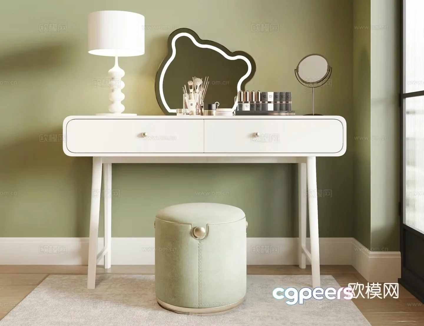 Cream style dressing table dressing table 3d model