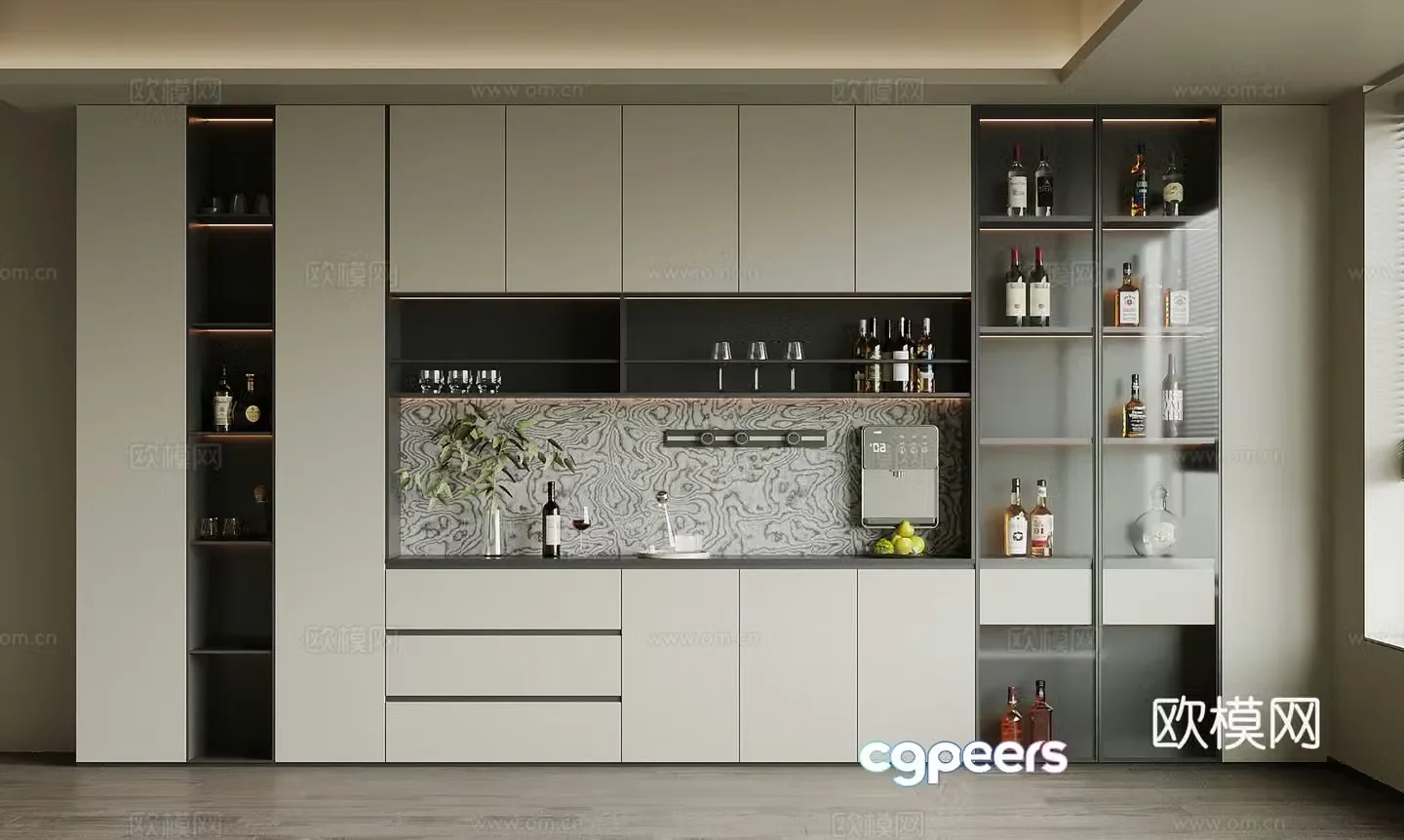 Modern wine cabinet 3d model
