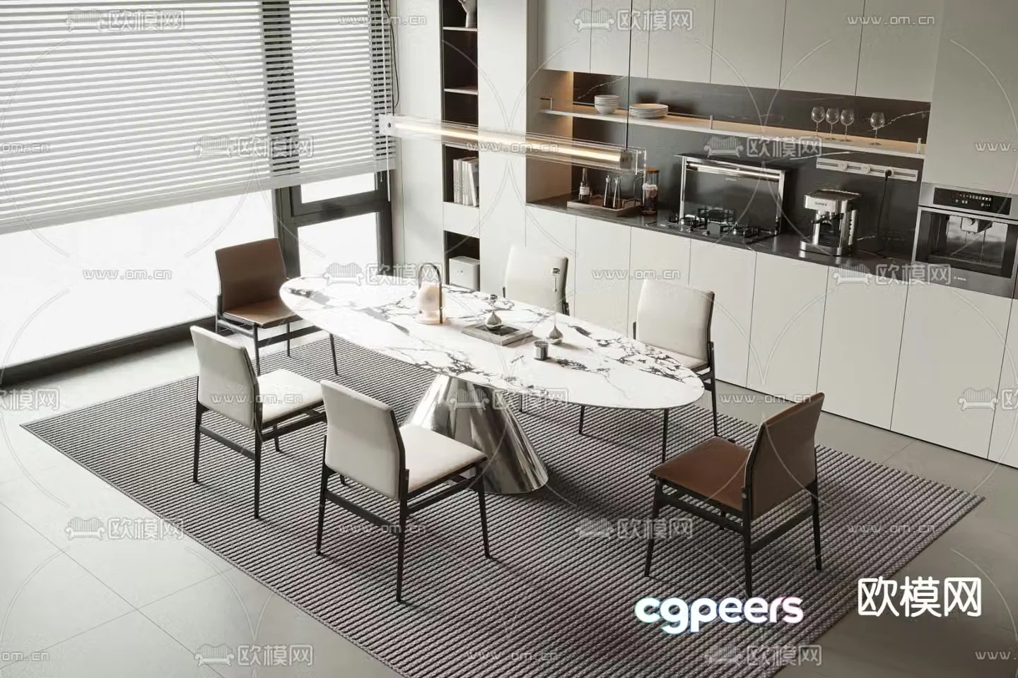 Oval dining table and chair 3d model