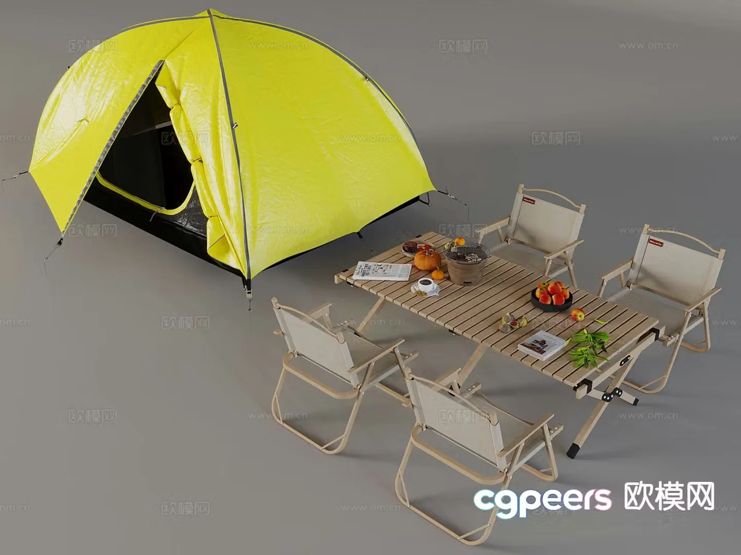 Outdoor tables and chairs folding tables and chairs camping tent 3d model